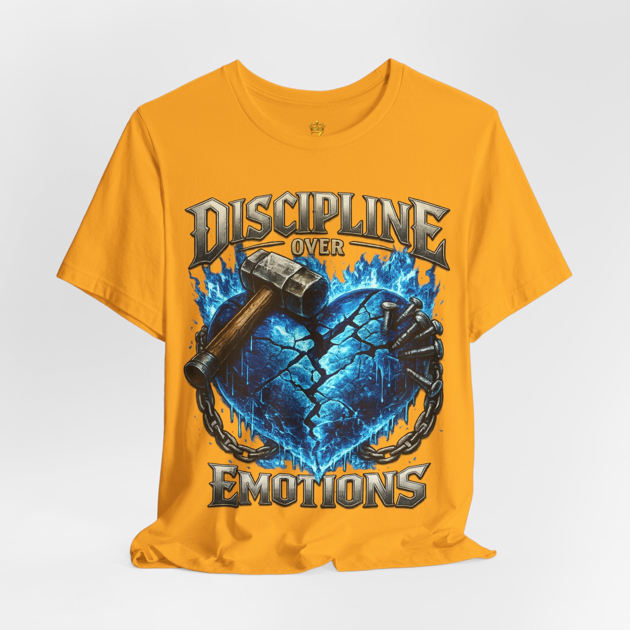 Discipline Over Emotions Premium Graphic T-Shirt (Blue Heart) Printify