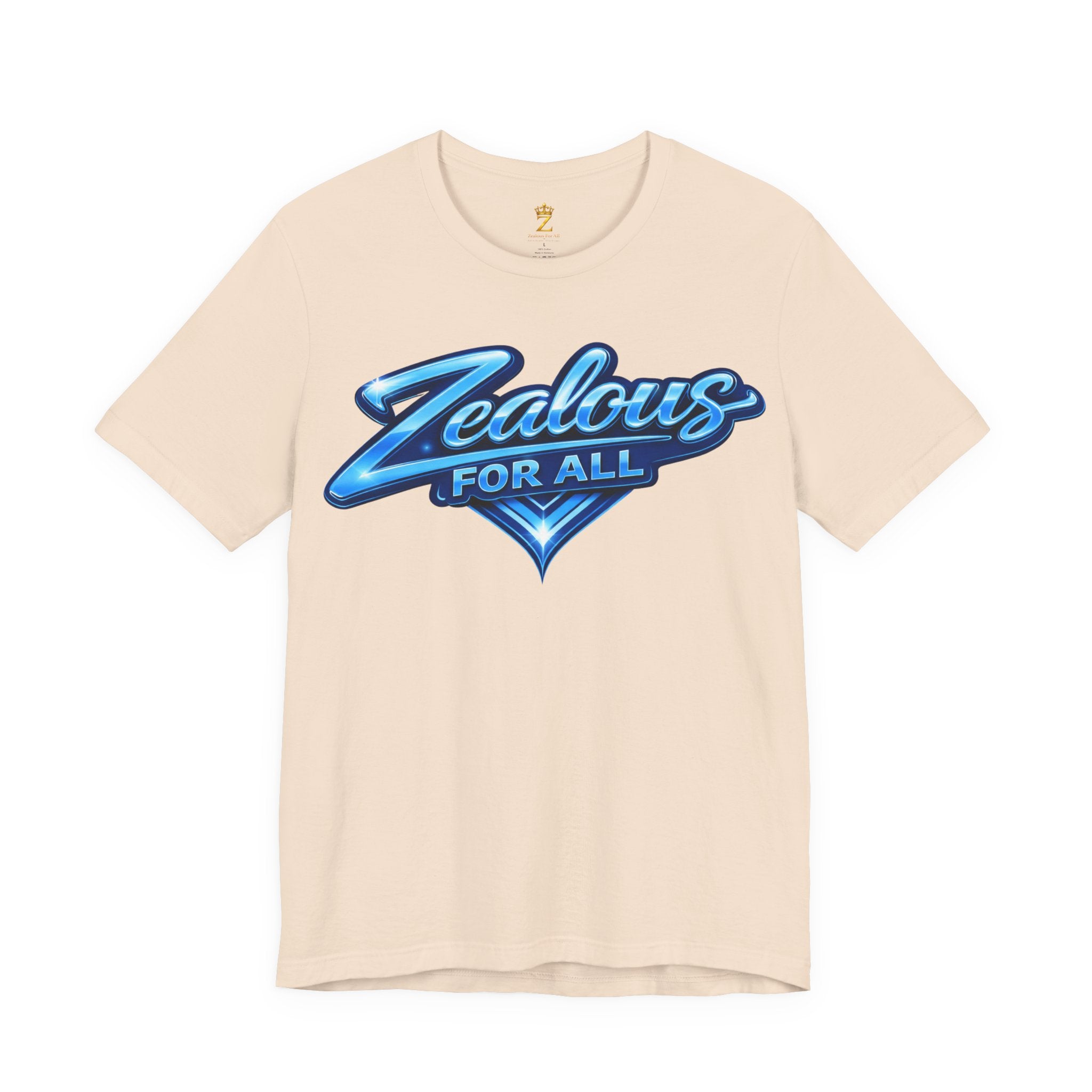 Zealous For All Graphic T-Shirt (Blue Logo) Printify