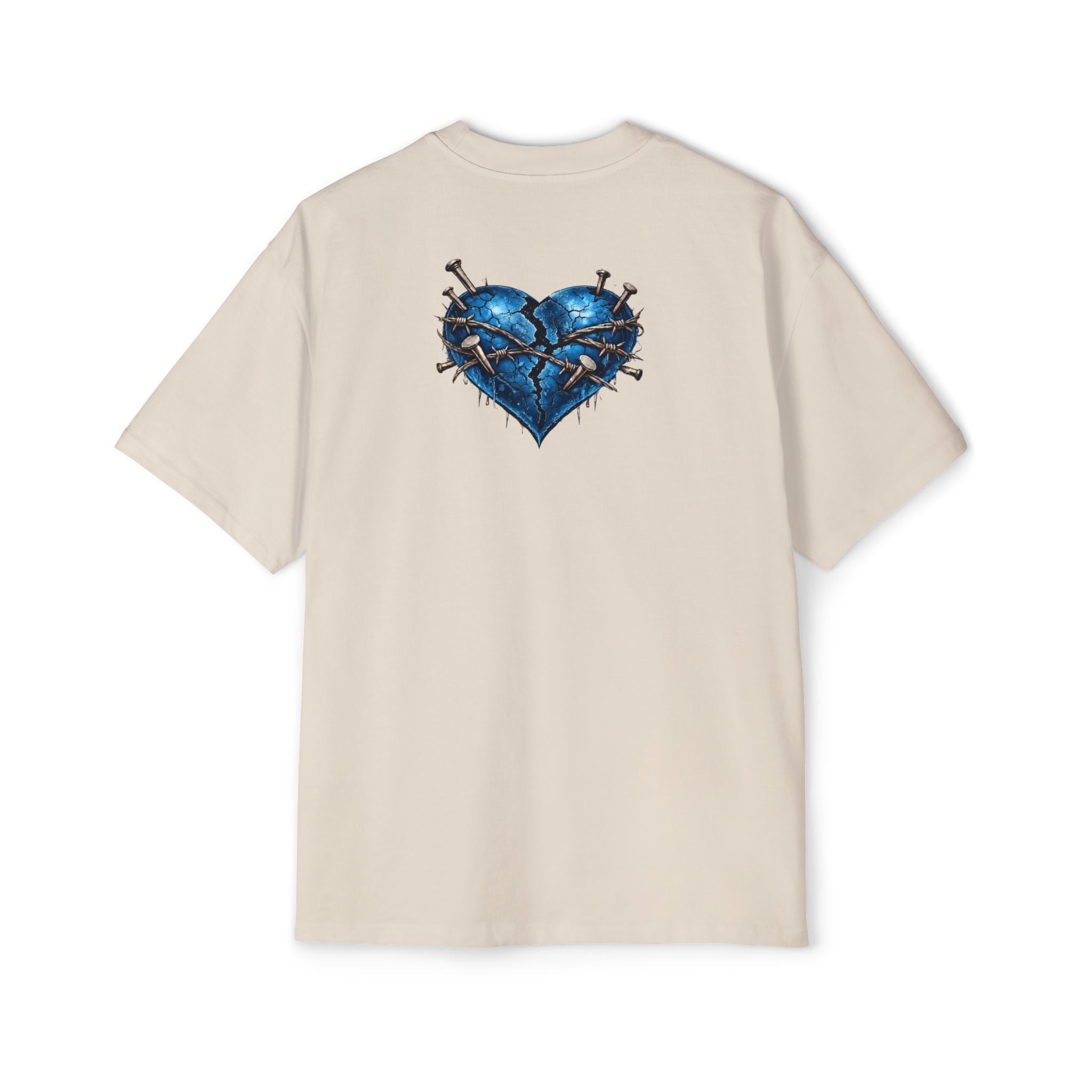 Oversized Discipline Over Emotions Graphic T-Shirt (Blue Heart) Printify
