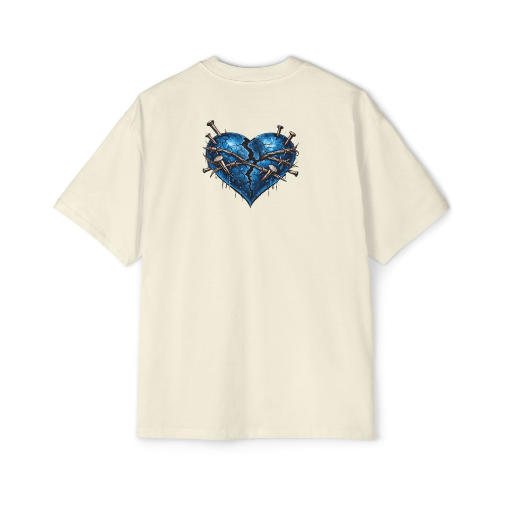 Oversized Discipline Over Emotions Graphic T-Shirt (Blue Heart) Printify