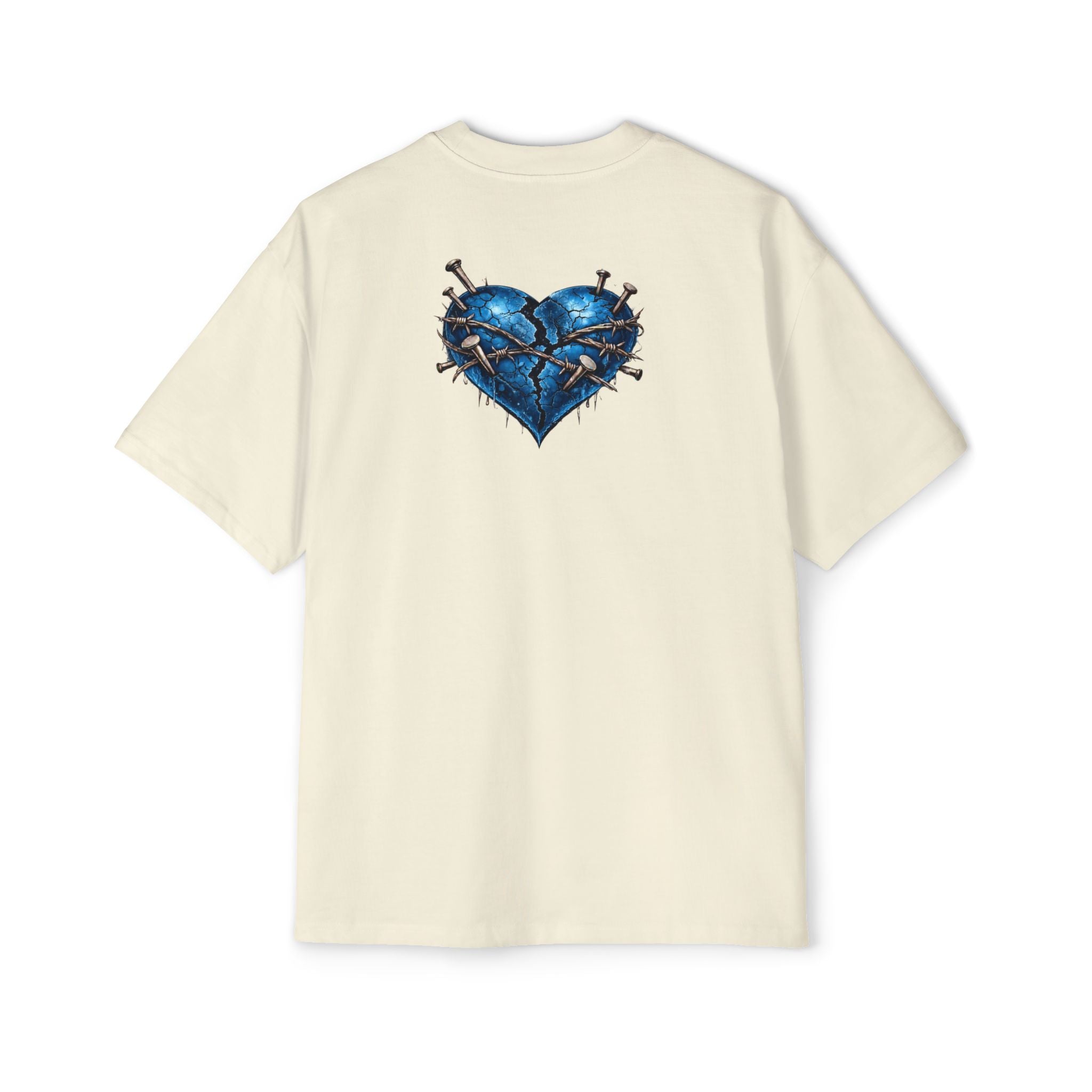 Oversized Discipline Over Emotions Graphic T-Shirt (Blue Heart) Printify