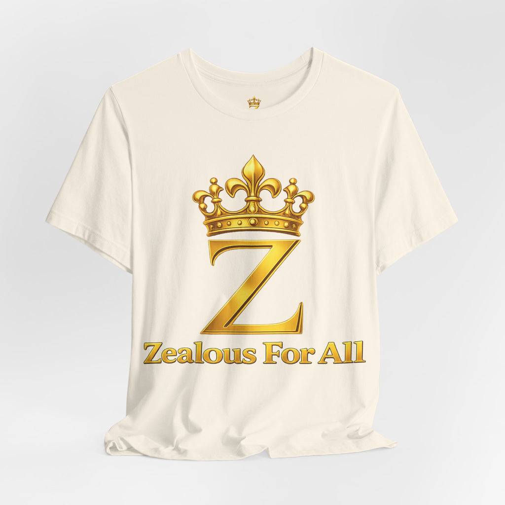 Unisex Zealous For All T-Shirt (Gold Logo) Printify
