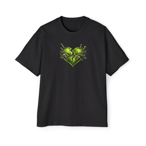 Adult *Oversized* Discipline Over Emotions (Back) Graphic Tee (Lime Green Heart) Printify
