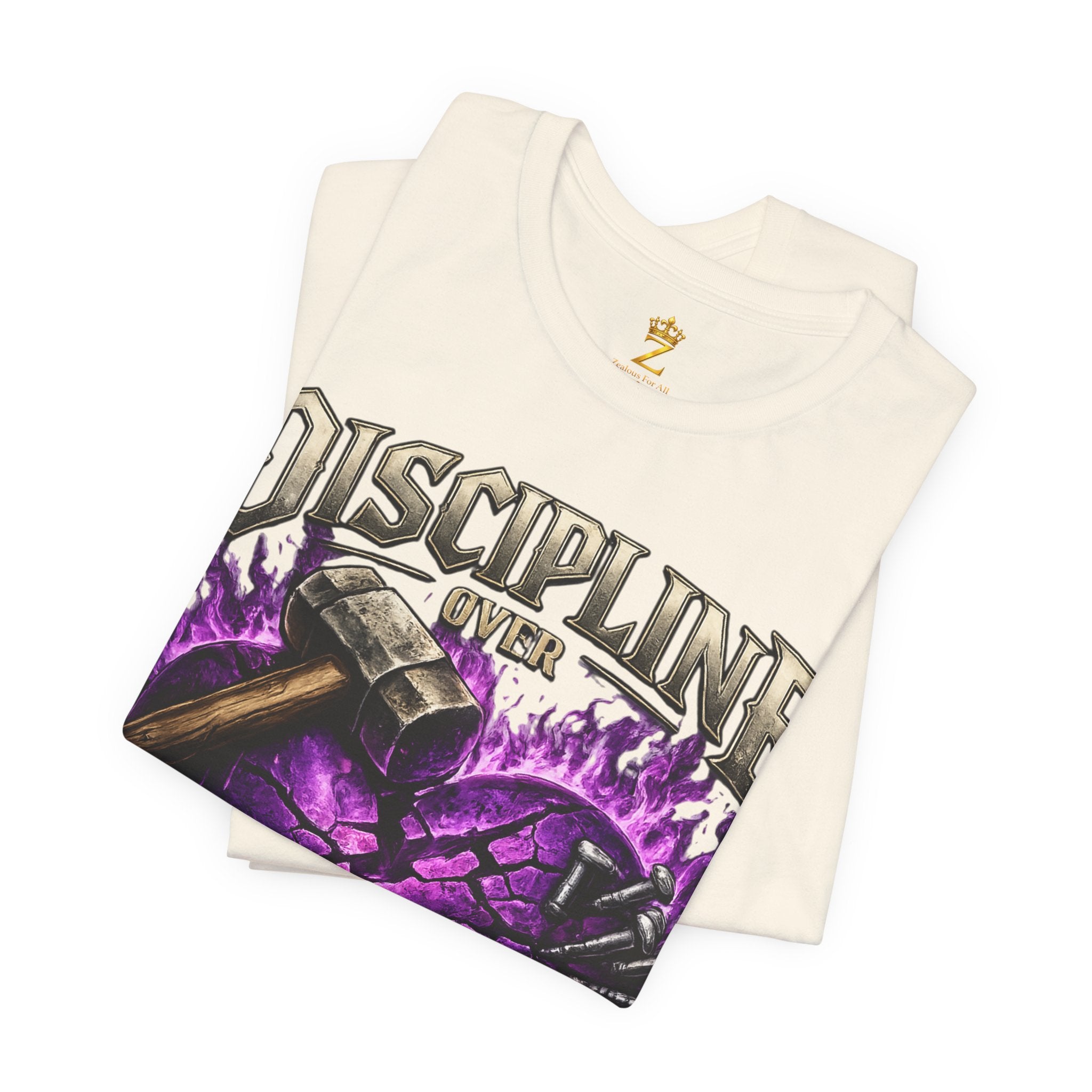 Discipline Over Emotions Premium Graphic T-Shirt (Purple Heart) Printify