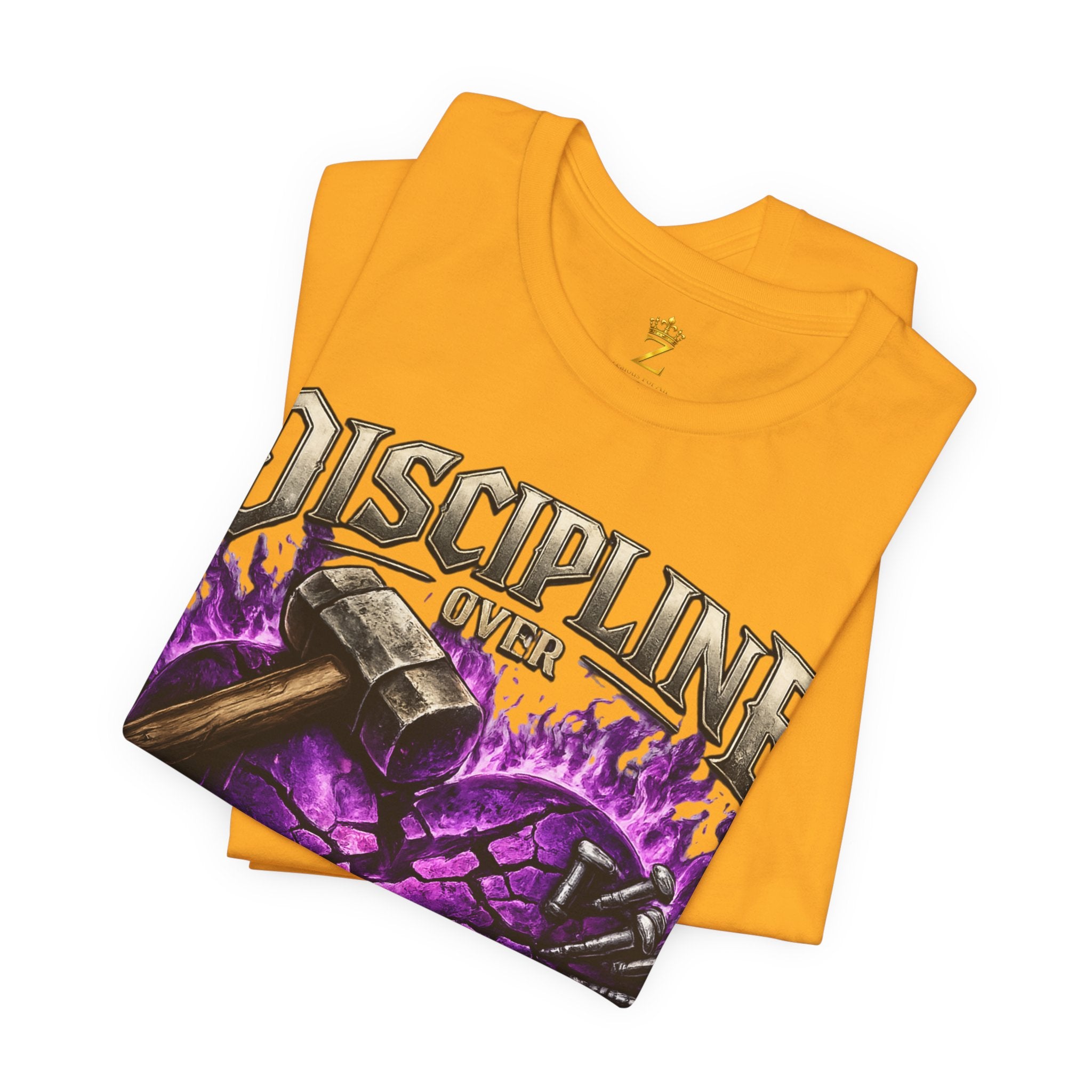 Discipline Over Emotions Premium Graphic T-Shirt (Purple Heart) Printify