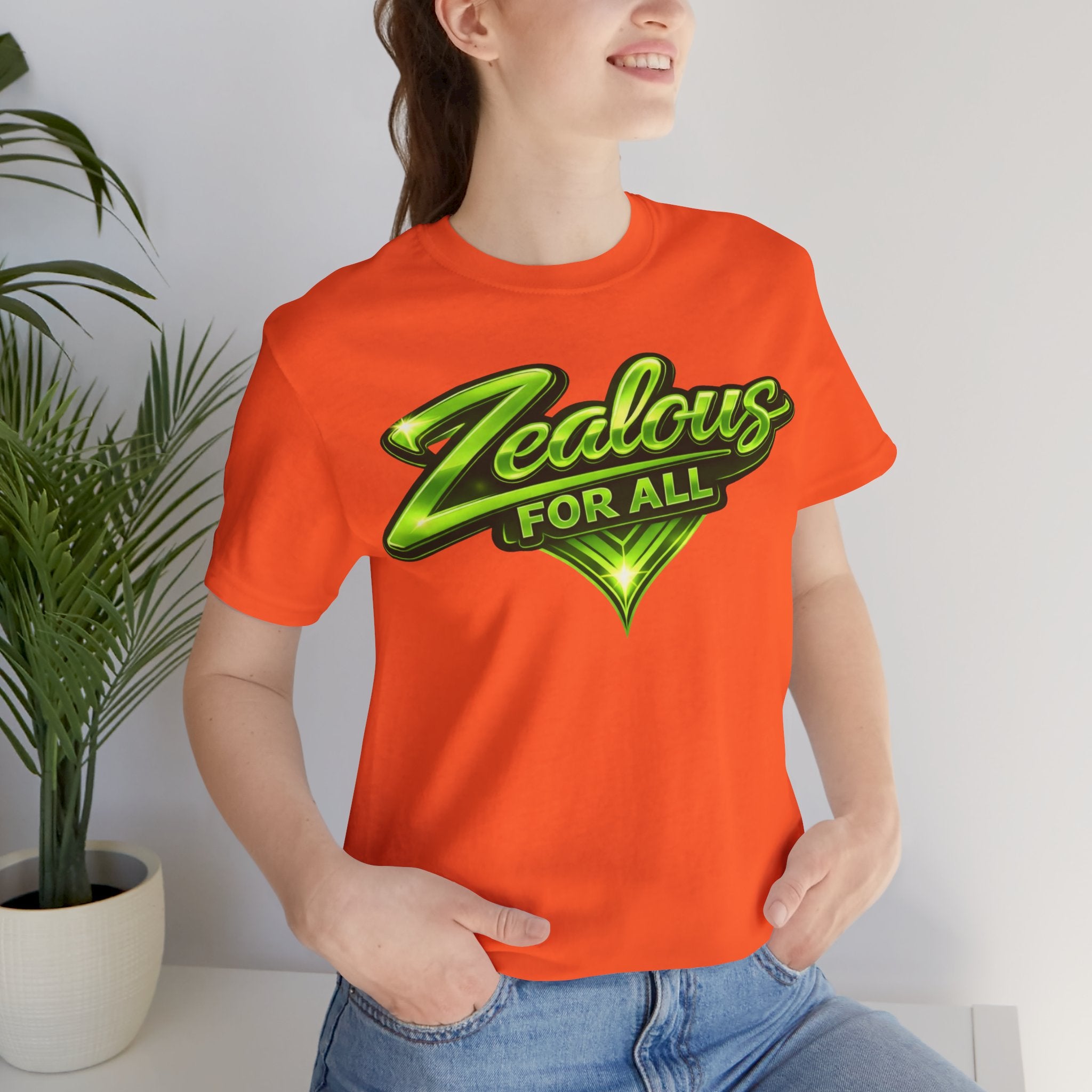 Zealous For All Graphic T-Shirt (Lime Green Logo) Printify