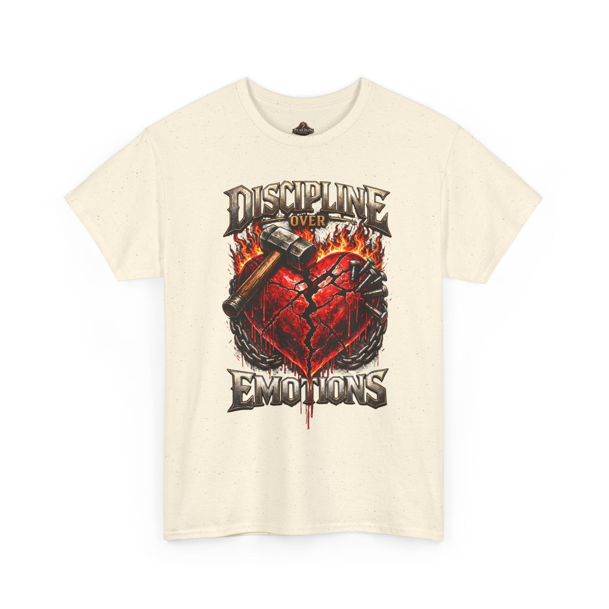 Discipline Over Emotions Graphic T-Shirt (Red Heart) Printify