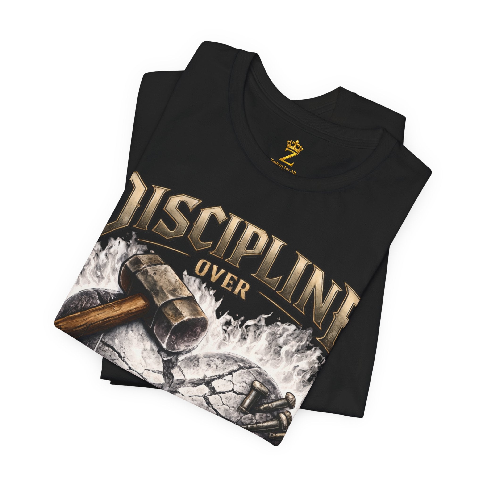 Discipline Over Emotions Premium Graphic T-Shirt (White Heart) Printify