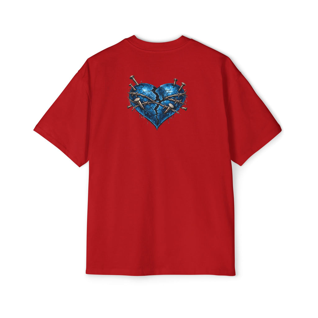 Oversized Discipline Over Emotions Graphic T-Shirt (Blue Heart) Printify