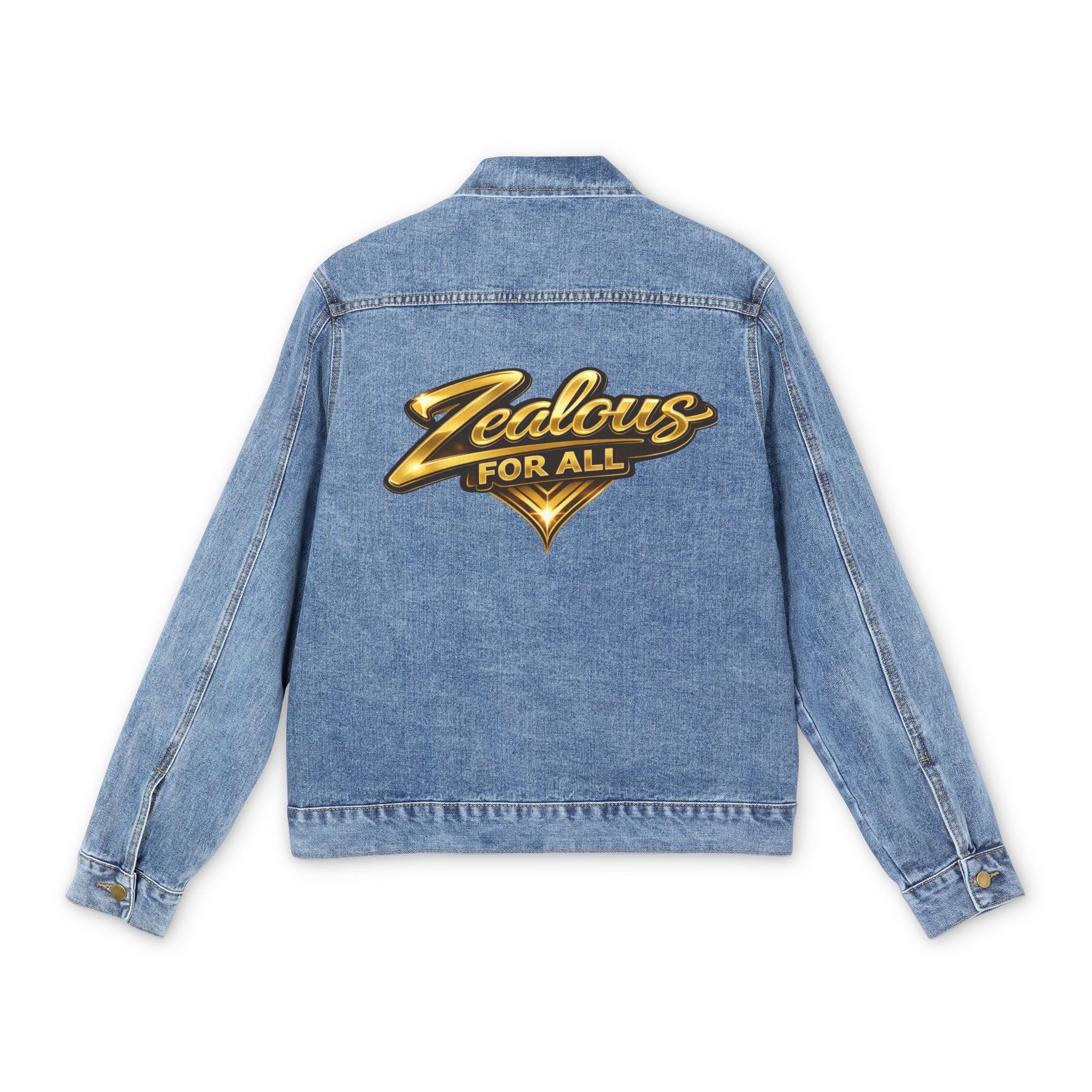 Premium Denim Jacket — 'Zealous For All' Graphic Jean Jacket Printify