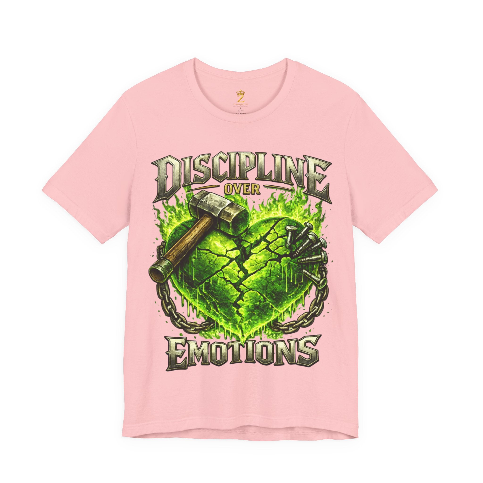 Discipline Over Emotions Premium Graphic T-Shirt (Lime Green Heart) Printify