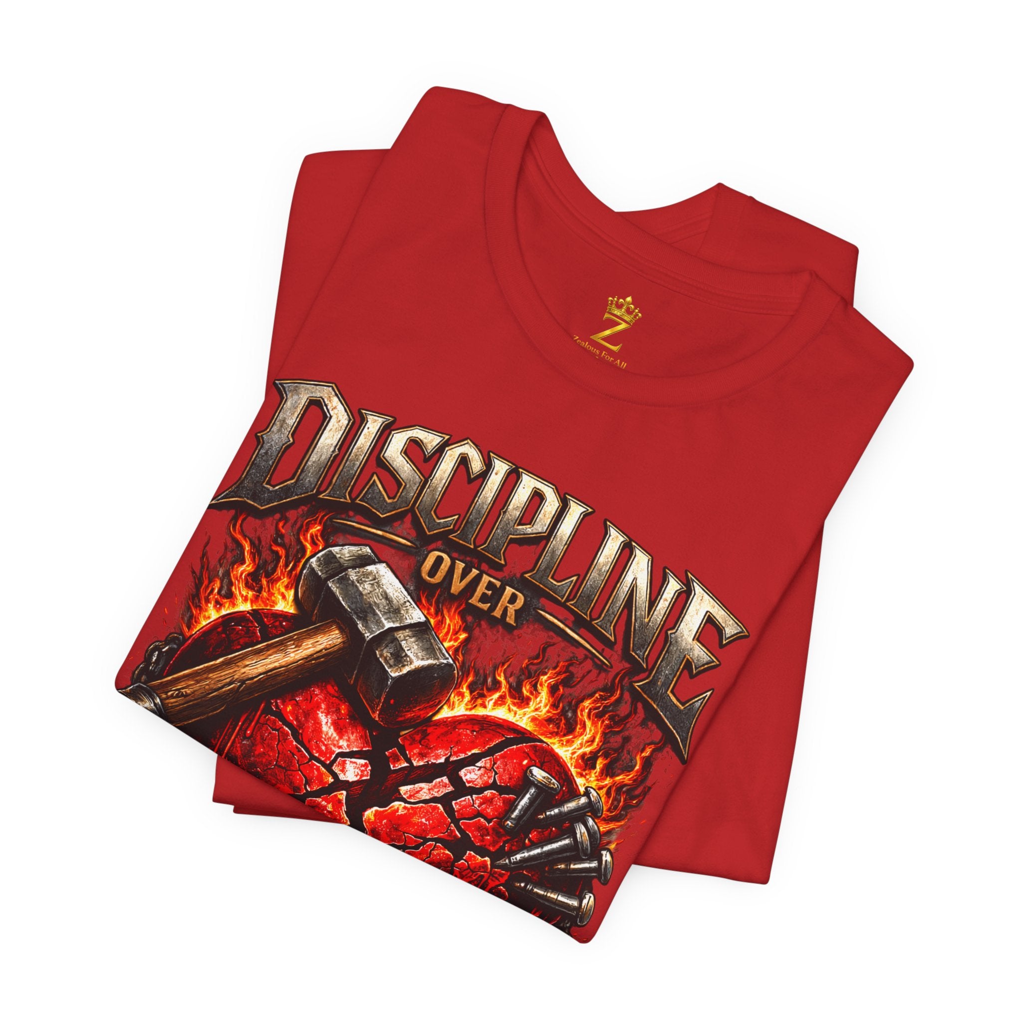 Discipline Over Emotions Premium Graphic T-Shirt (Red Heart) Printify