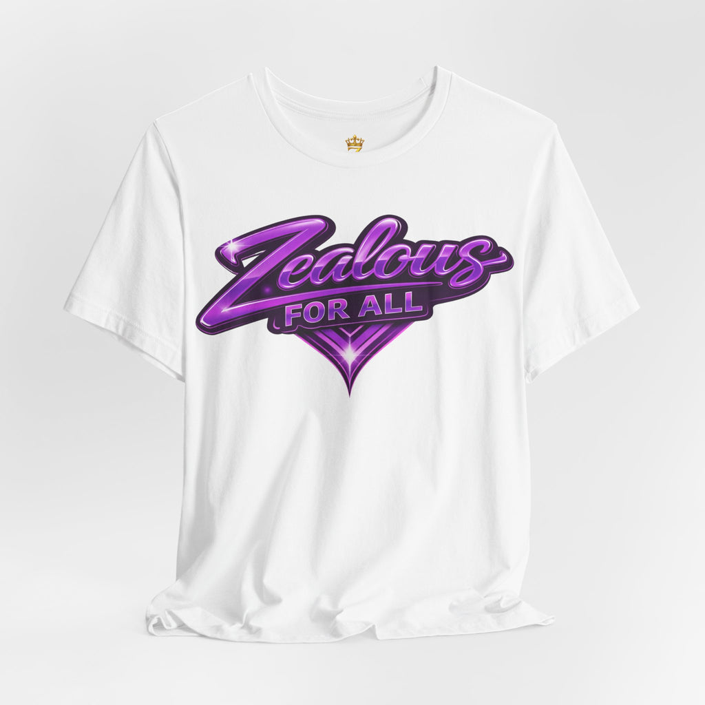 Zealous For All Graphic T-Shirt (Purple Logo) Printify
