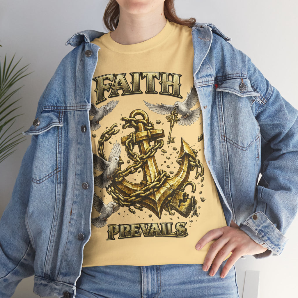 Adult Faith Prevails Anchor T-Shirt (Gold Anchor) Printify