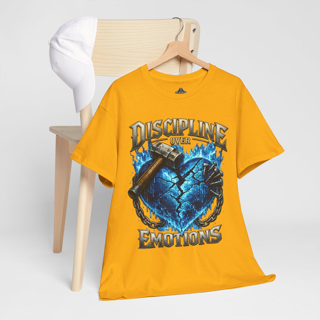 Discipline Over Emotions Graphic T-Shirt (Blue Heart) Printify