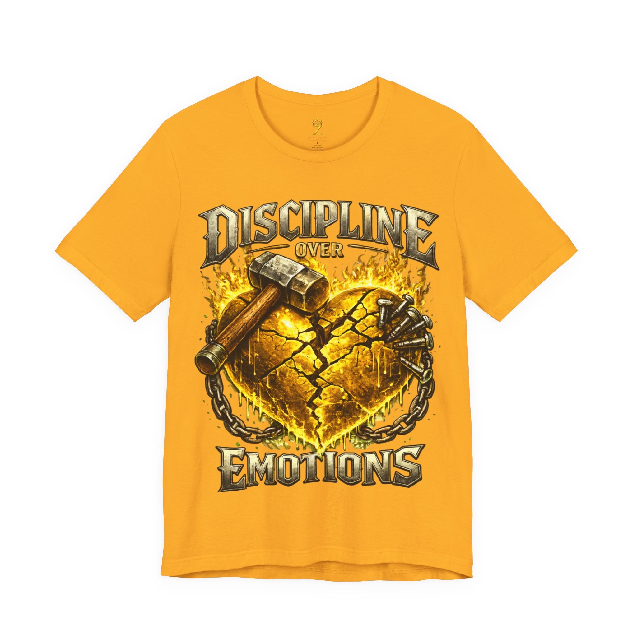 Discipline Over Emotions Premium Graphic T-Shirt (Gold Heart) Printify