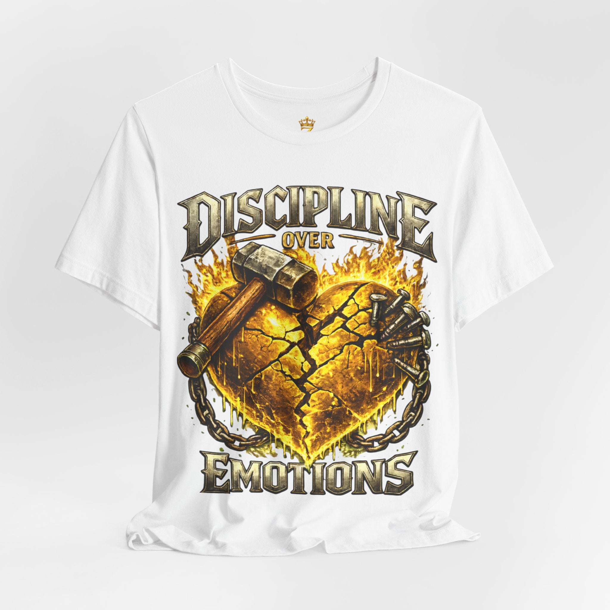 Discipline Over Emotions Premium Graphic T-Shirt (Gold Heart) Printify