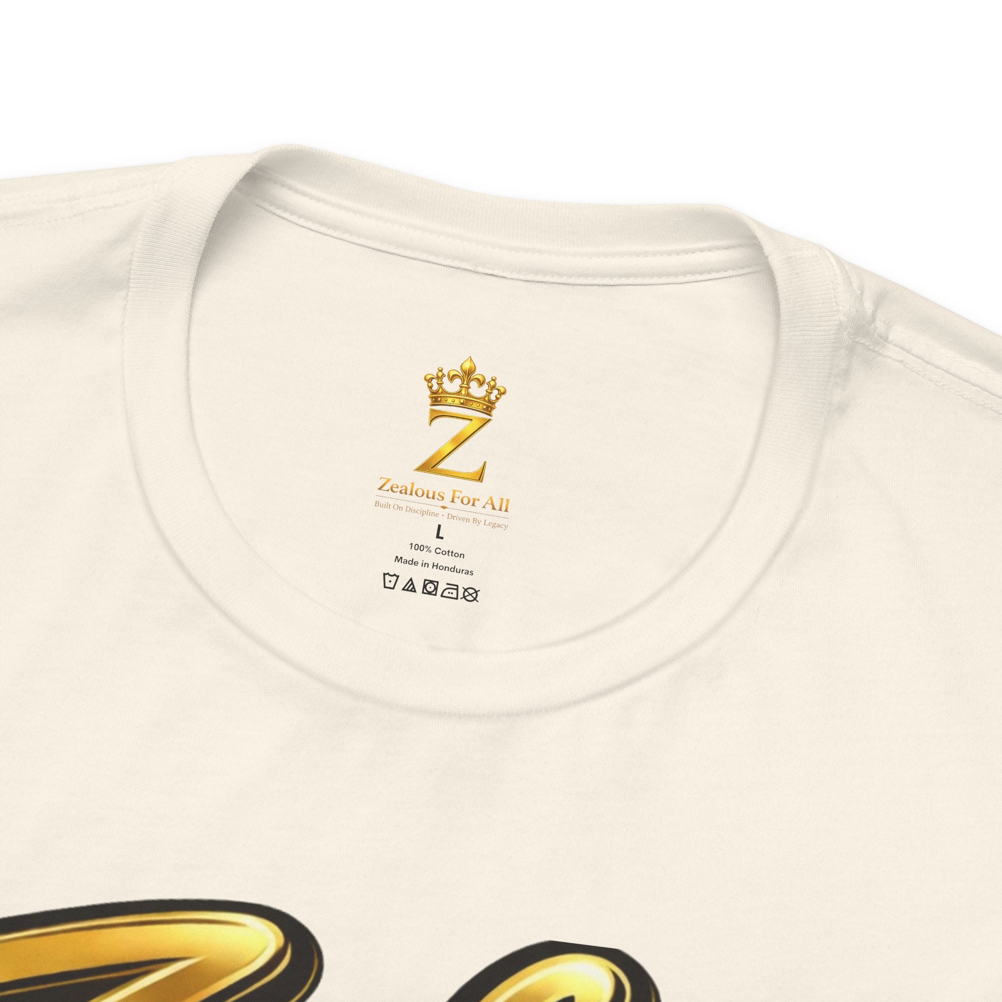 Zealous For All Graphic T-Shirt (Gold Logo) Printify