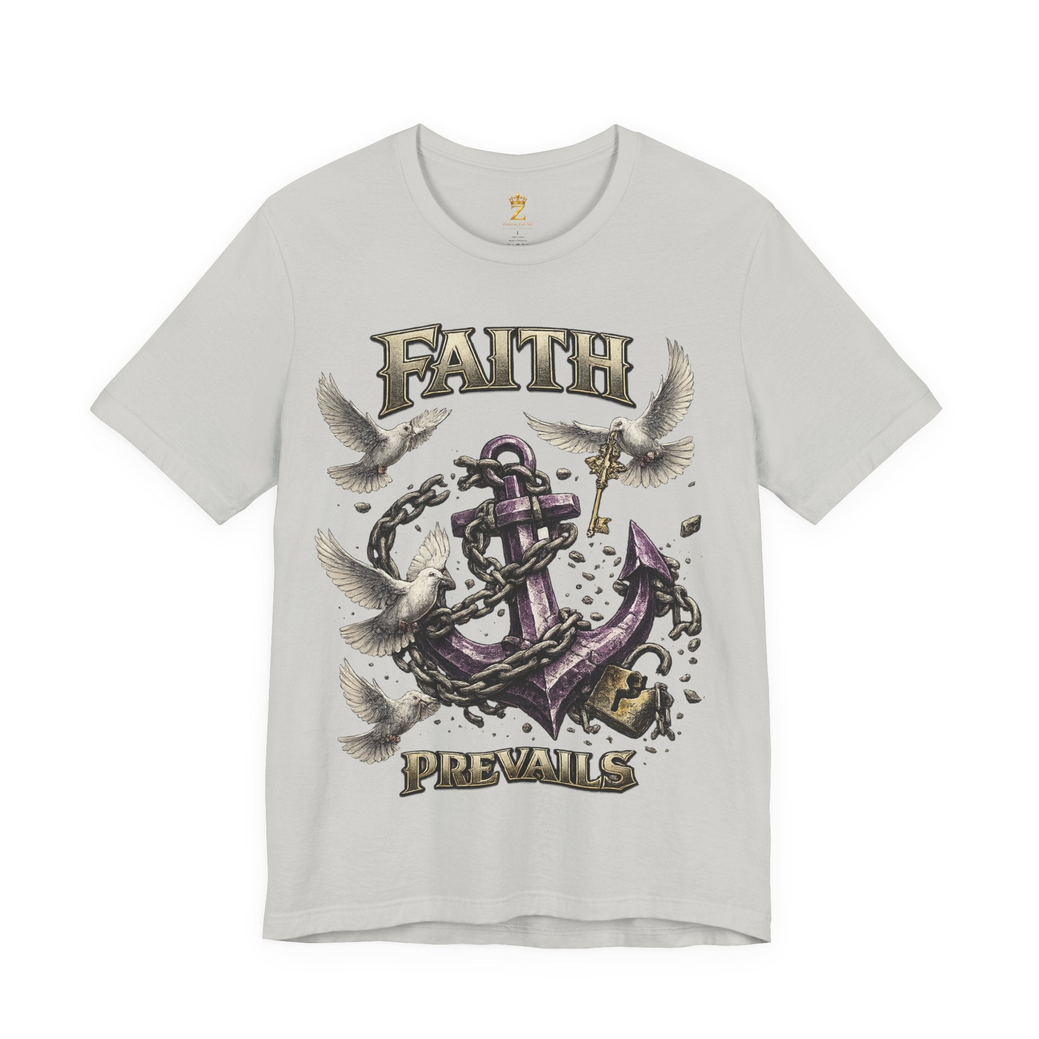 Faith Prevails T‑Shirt (Purple Anchor) Printify