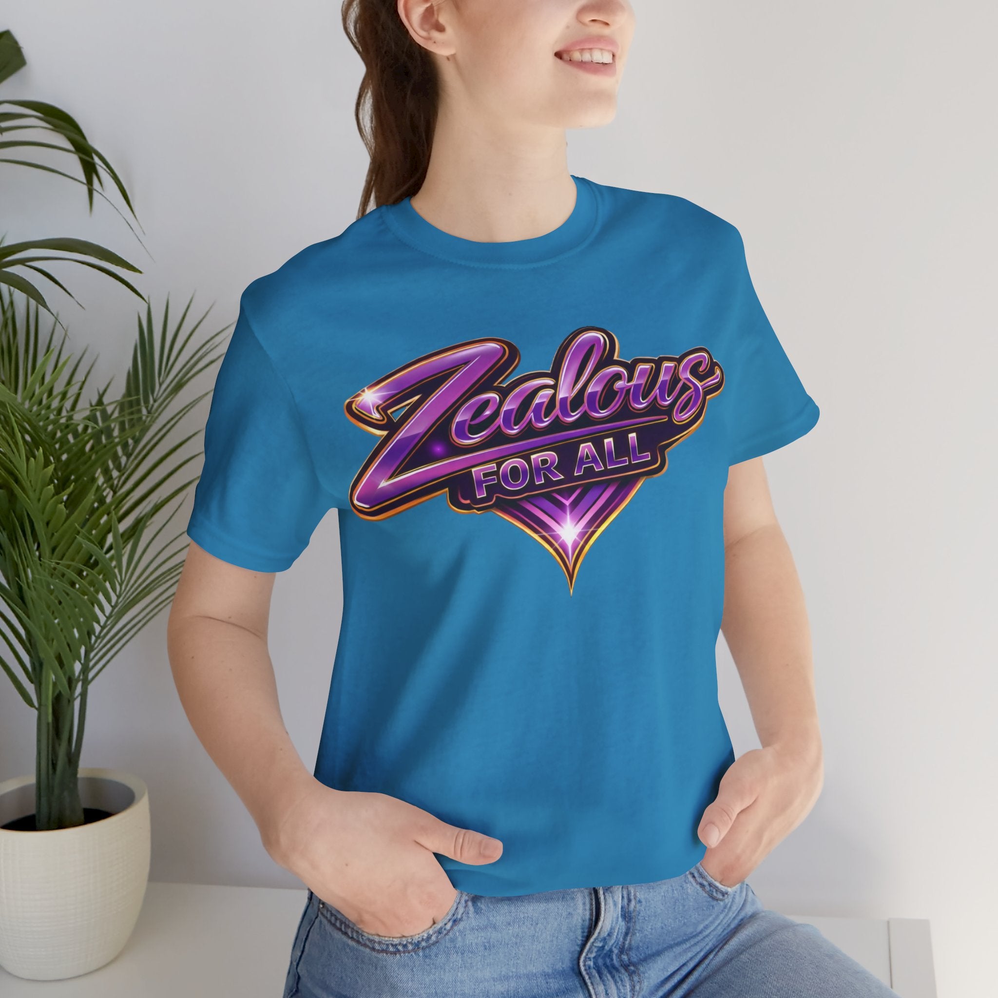 CUSTOM Zealous For All Graphic T-Shirt (Purple & Gold Trim Logo)