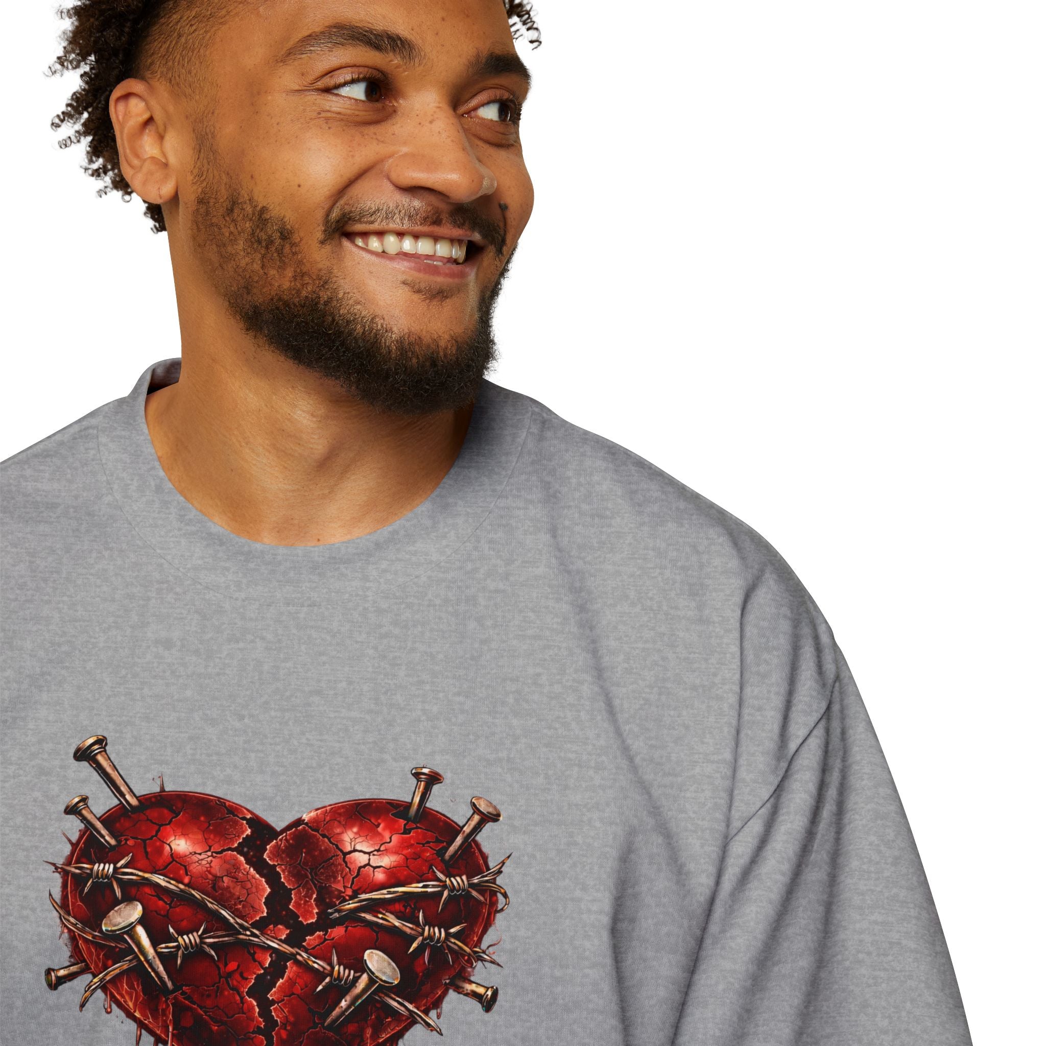 Oversized Discipline Over Emotions (Back) Graphic Tee (Red Heart) Printify