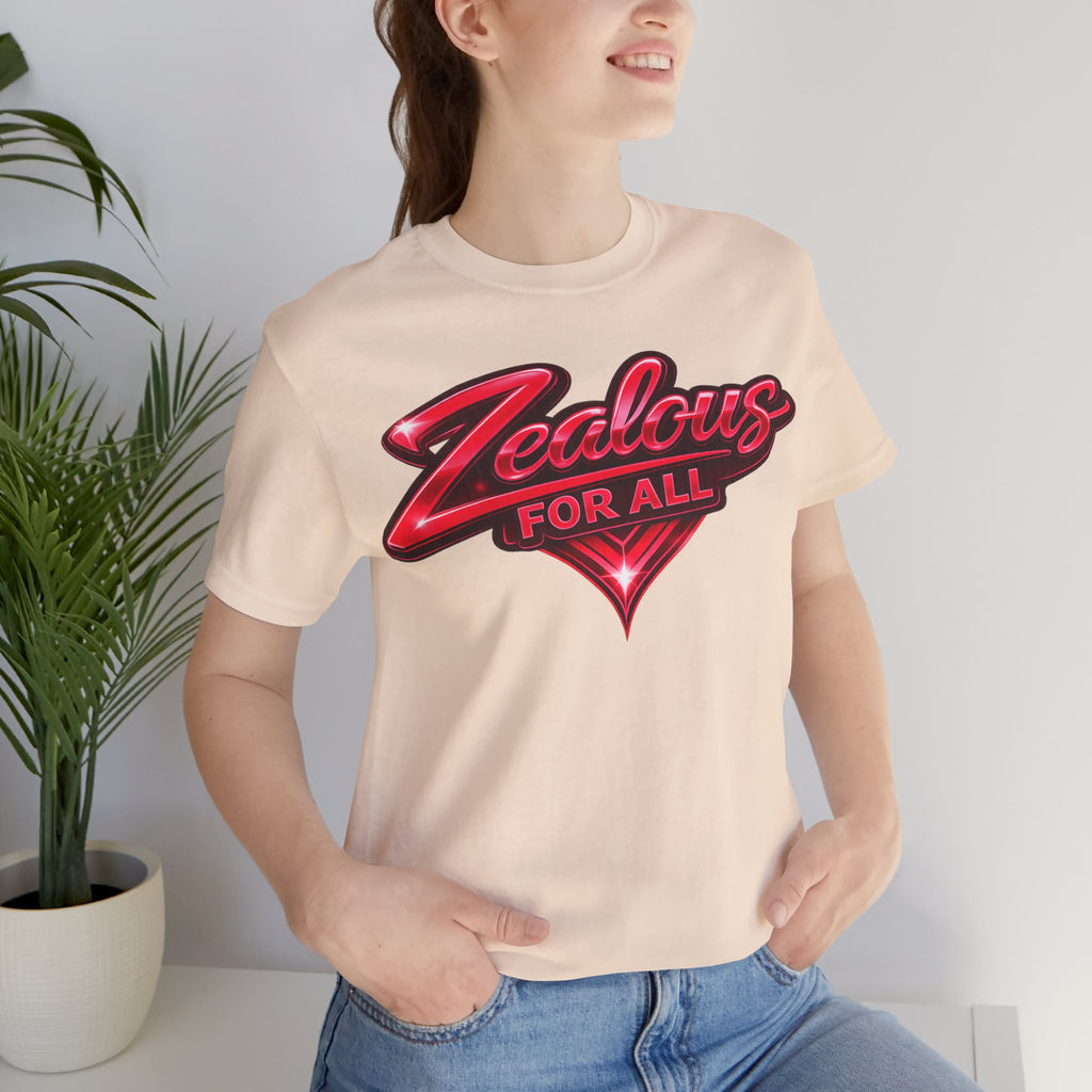 Zealous For All Graphic T-Shirt (Red Logo) Printify