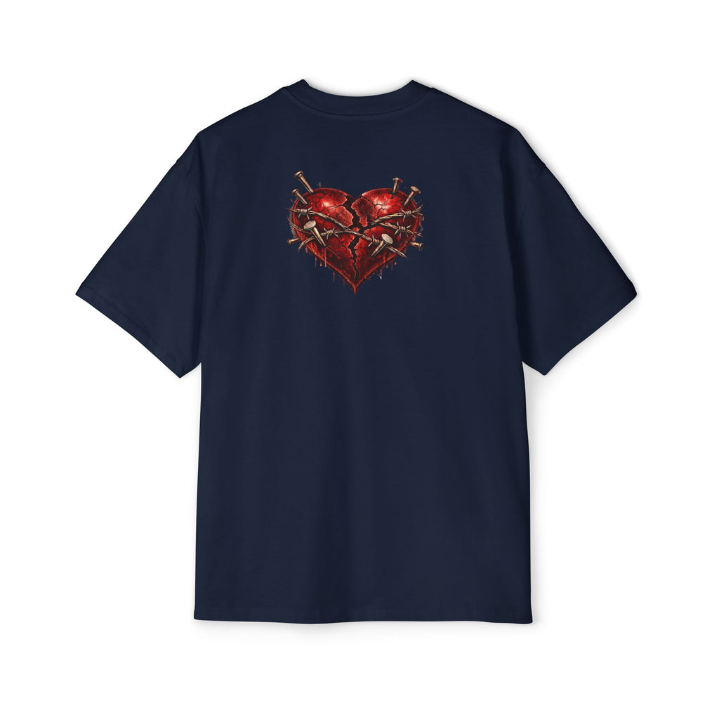 Oversized Discipline Over Emotions Graphic Tee (Front Red Heart) Printify