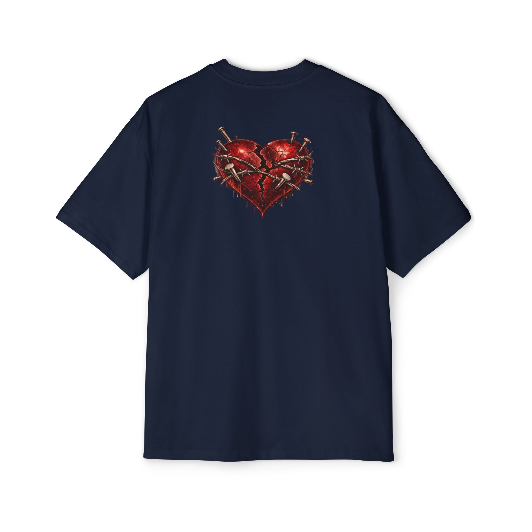 Oversized Discipline Over Emotions Graphic Tee (Front Red Heart) Printify