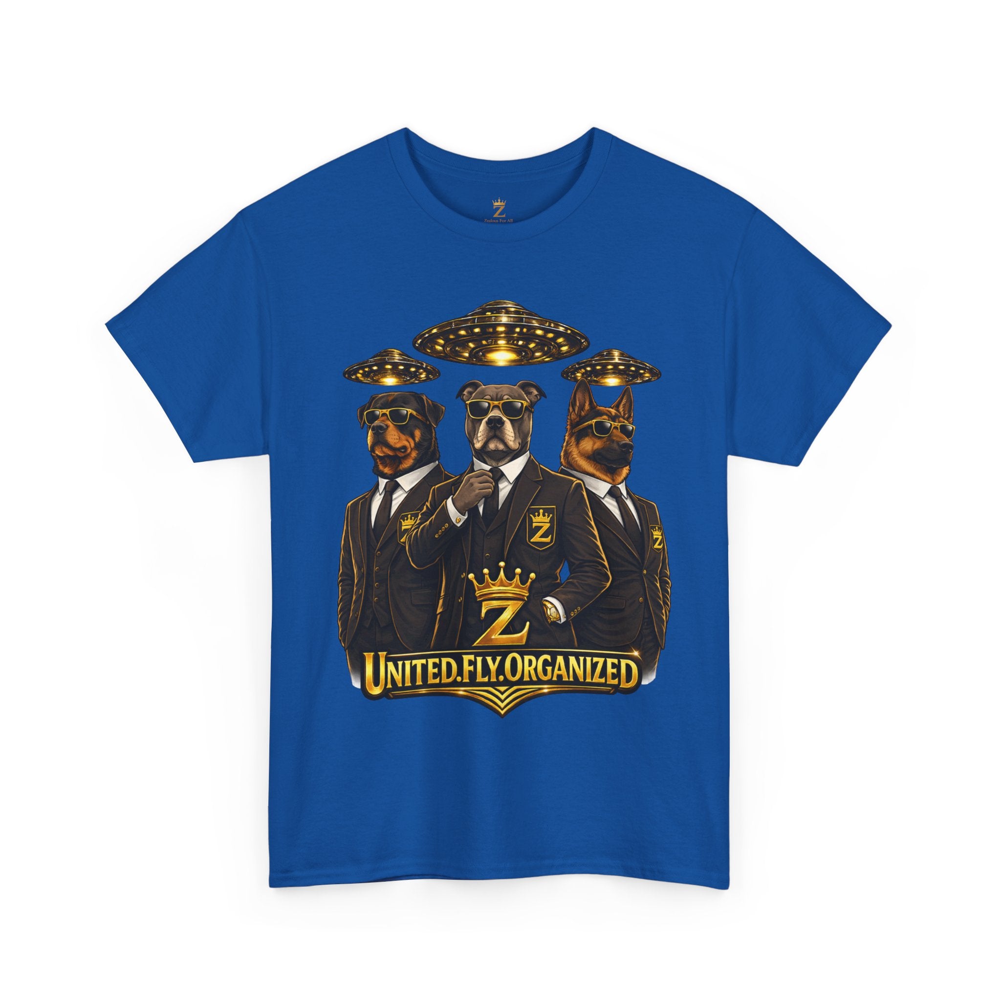 Adult "United. Fly. Organized." Graphic Tee (Gold) Printify