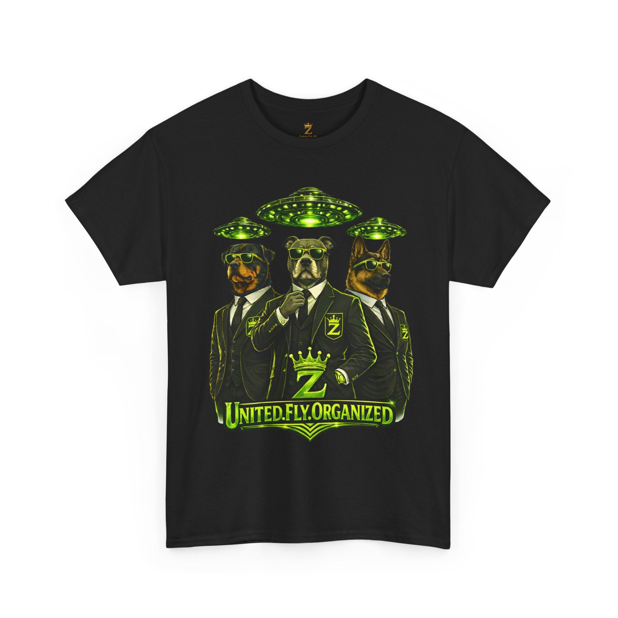 Adult "United. Fly. Organized." Graphic Tee (Lime Green) Printify