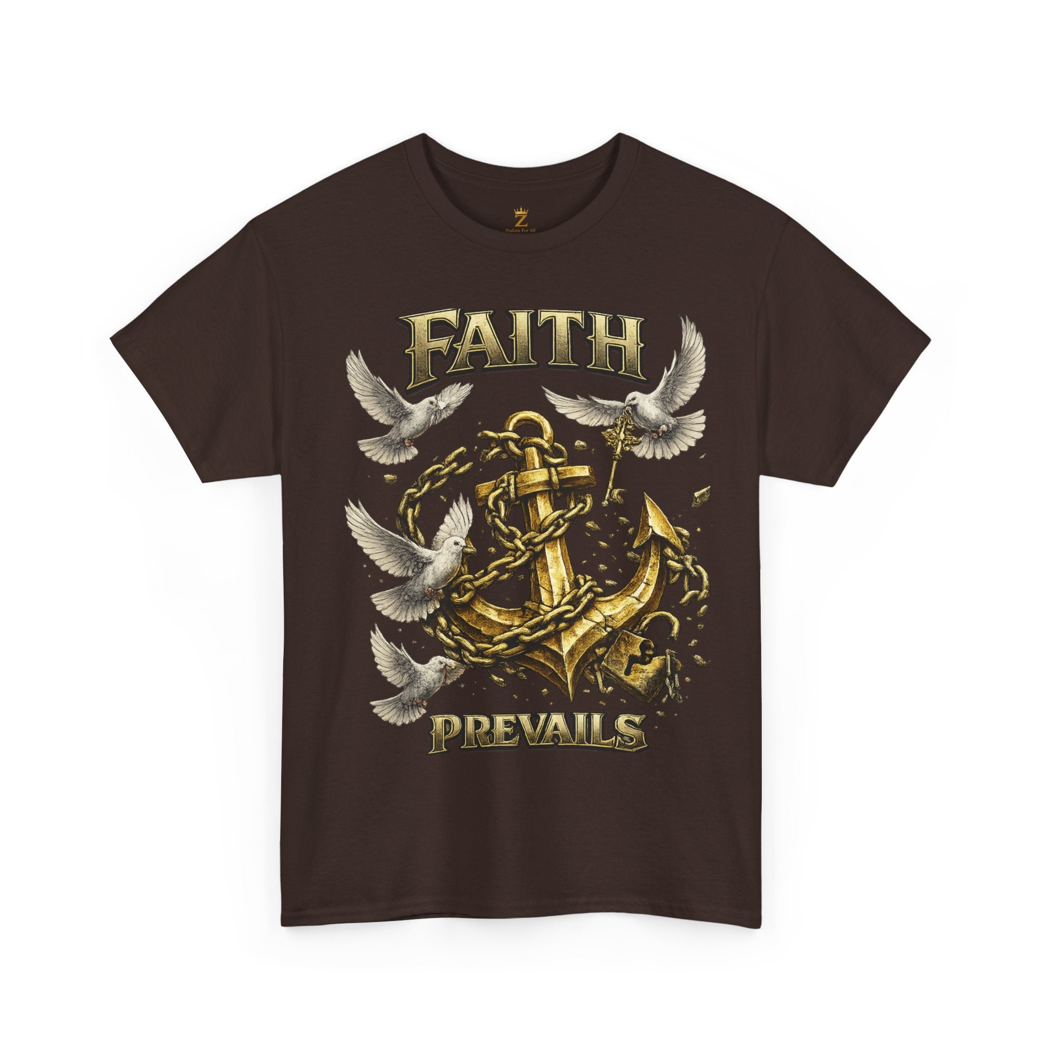 Adult Faith Prevails Anchor T-Shirt (Gold Anchor) Printify