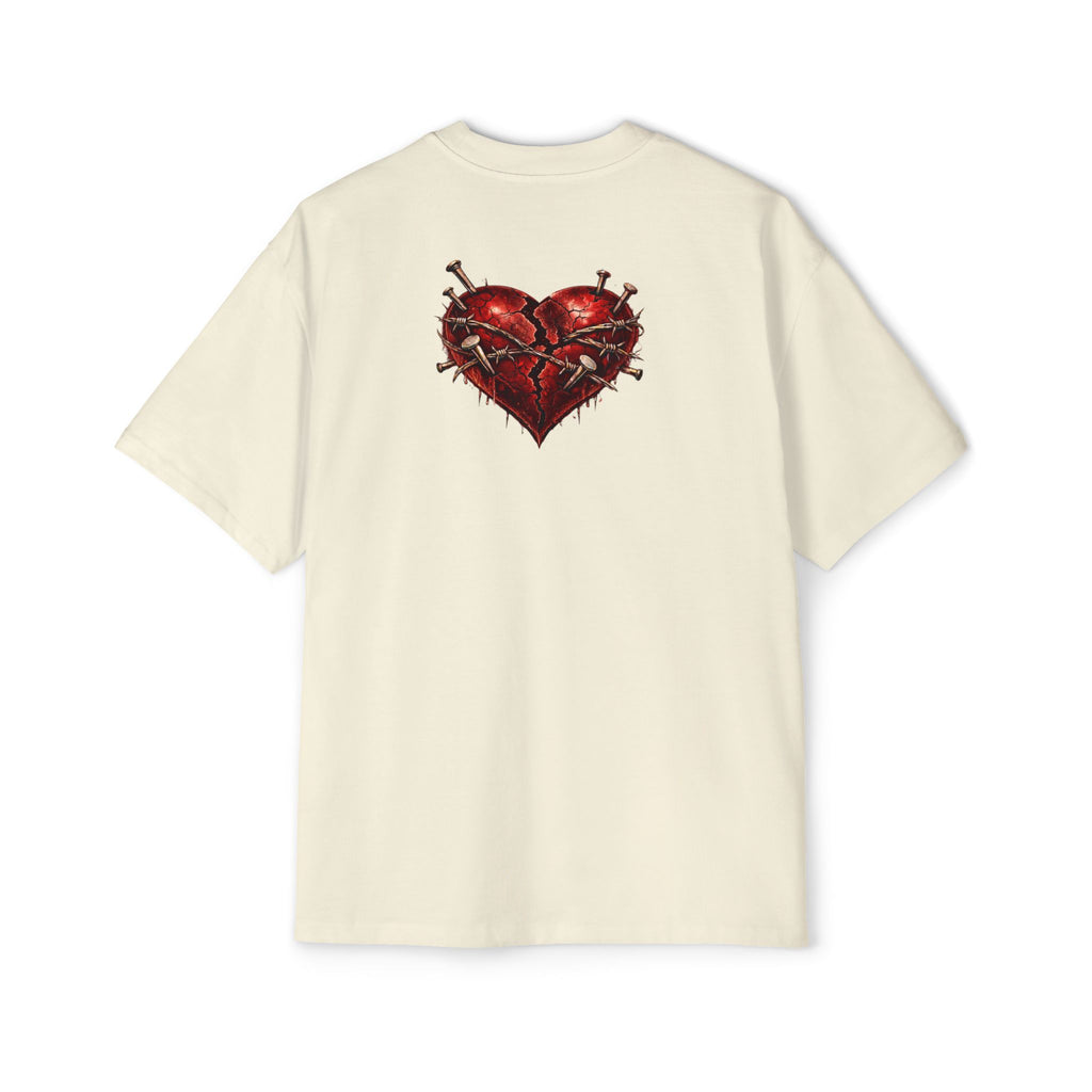 Oversized Discipline Over Emotions Graphic Tee (Front Red Heart) Printify
