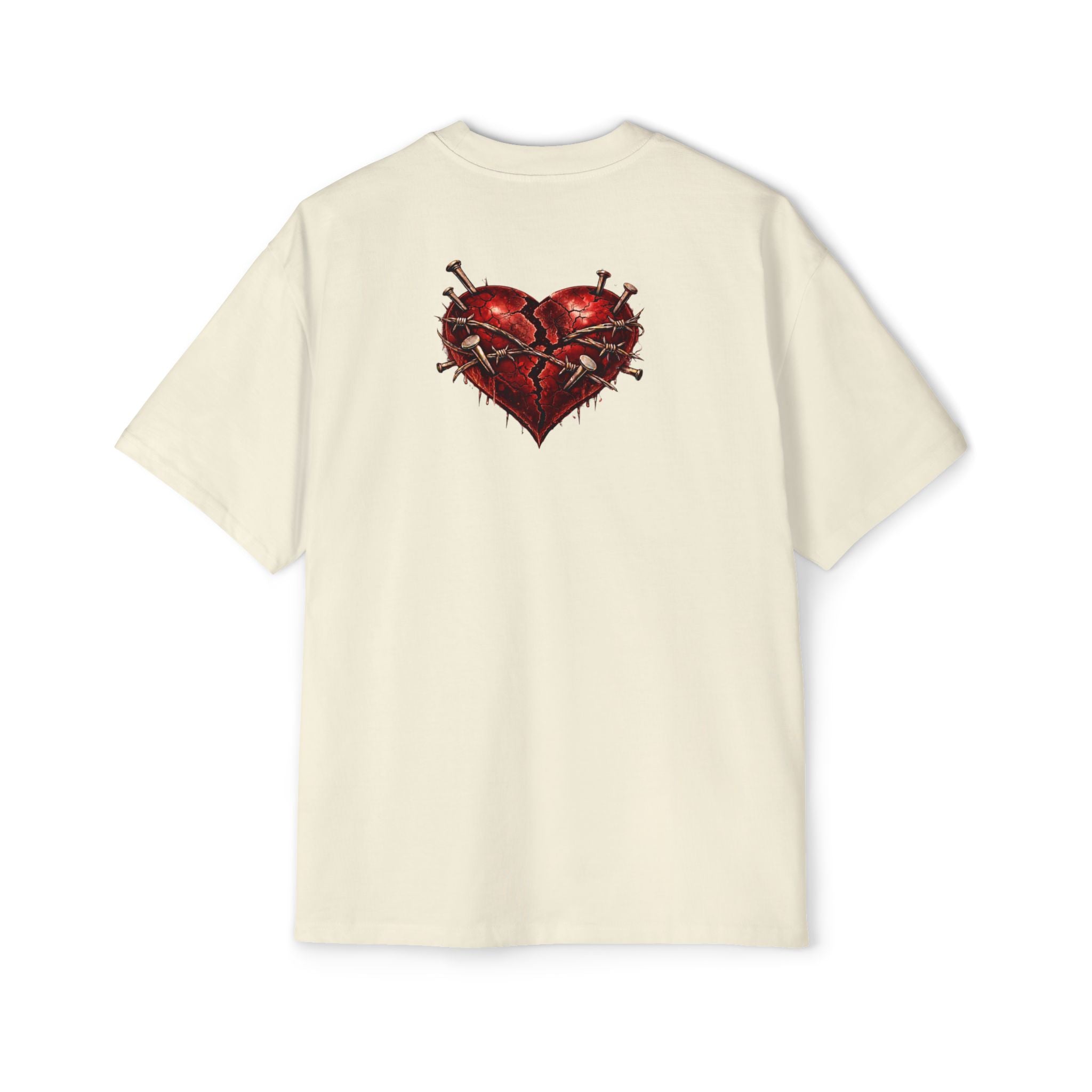 Oversized Discipline Over Emotions Graphic Tee (Front Red Heart) Printify