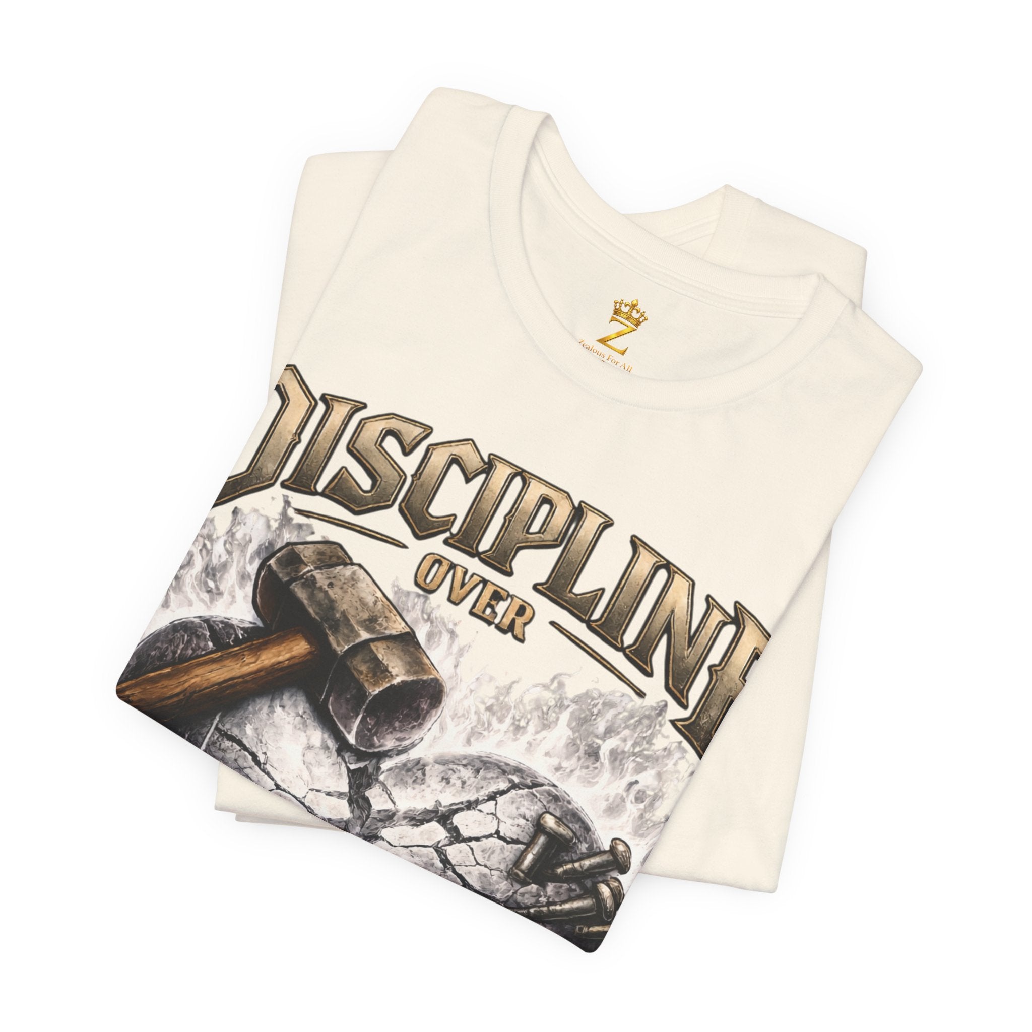 Discipline Over Emotions Premium Graphic T-Shirt (White Heart) Printify