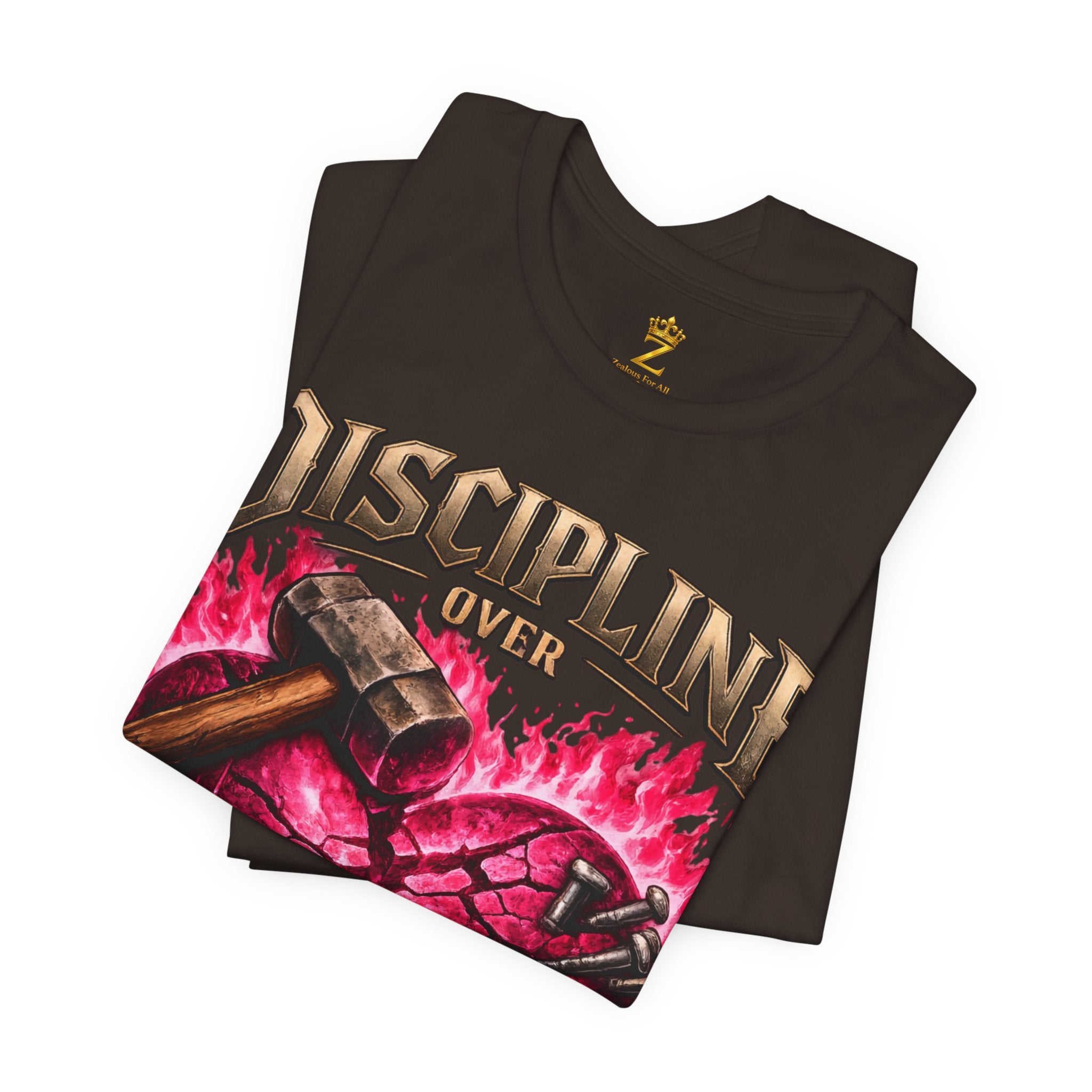 Discipline Over Emotions Premium Graphic T-Shirt (Hot Pink Heart) Printify