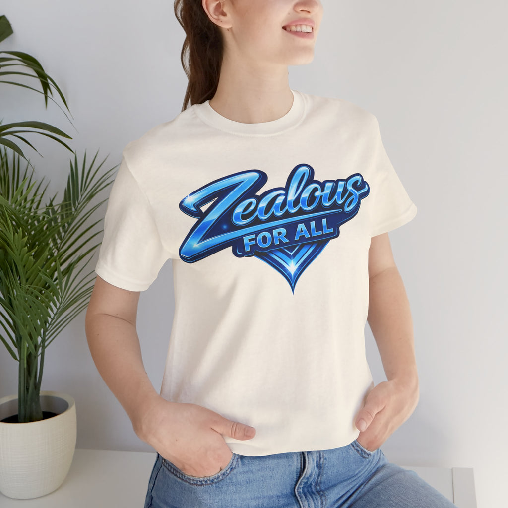 Zealous For All Graphic T-Shirt (Blue Logo) Printify