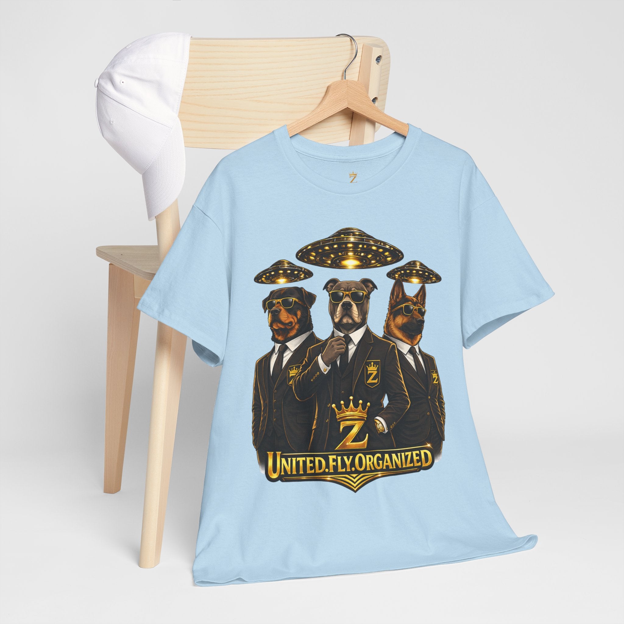 Adult "United. Fly. Organized." Graphic Tee (Gold) Printify