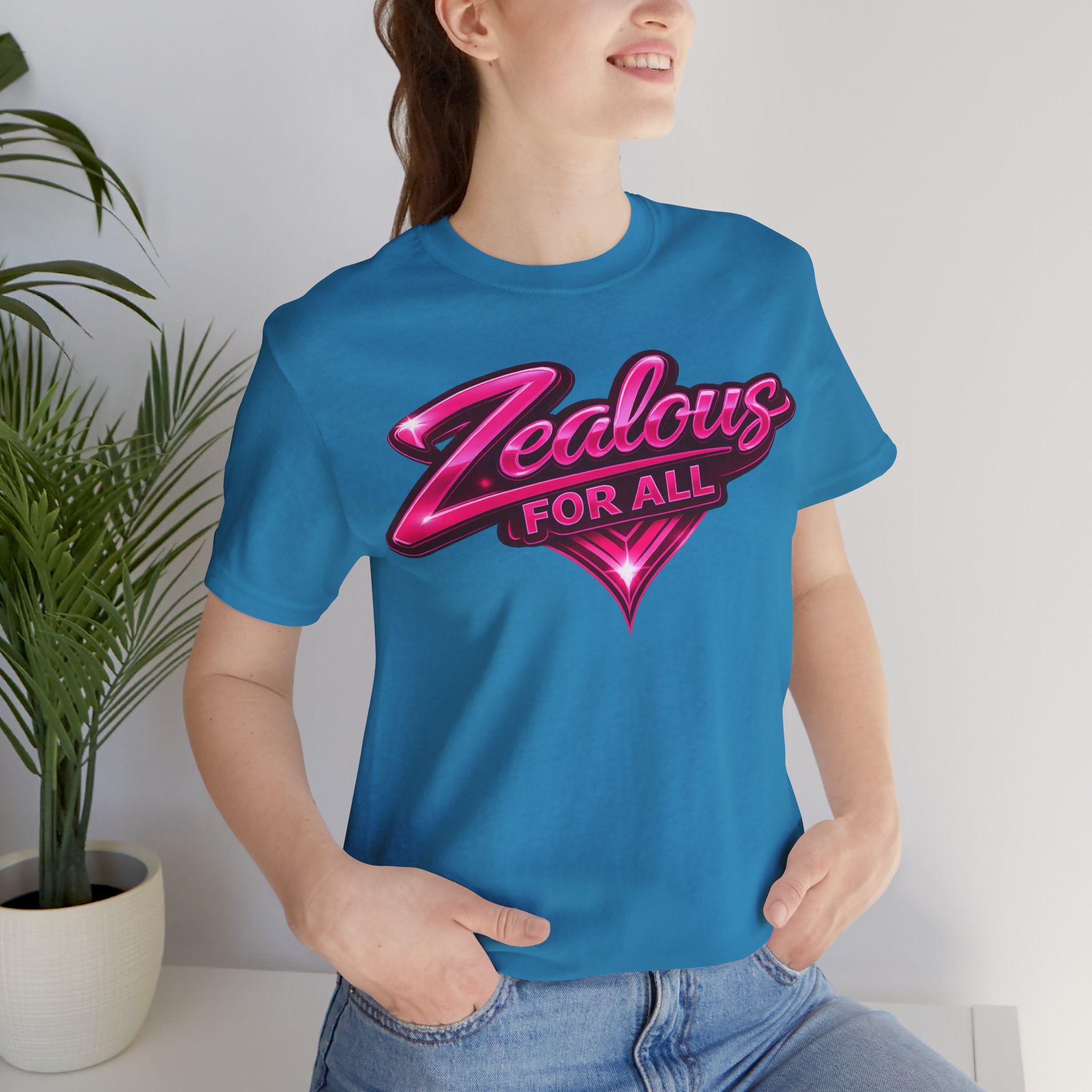 Zealous For All Graphic T-Shirt (Hot Pink Logo) Printify