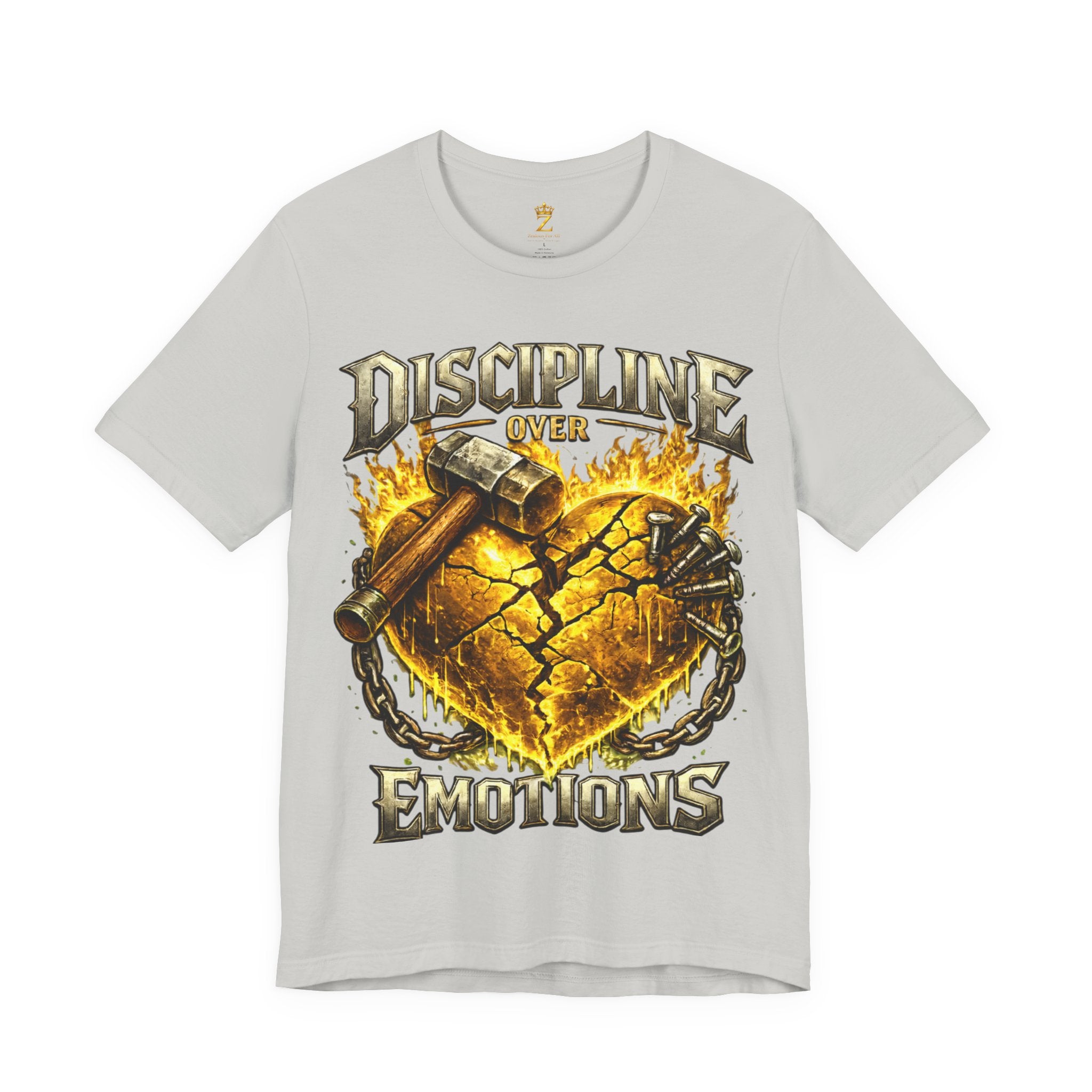 Discipline Over Emotions Premium Graphic T-Shirt (Gold Heart) Printify
