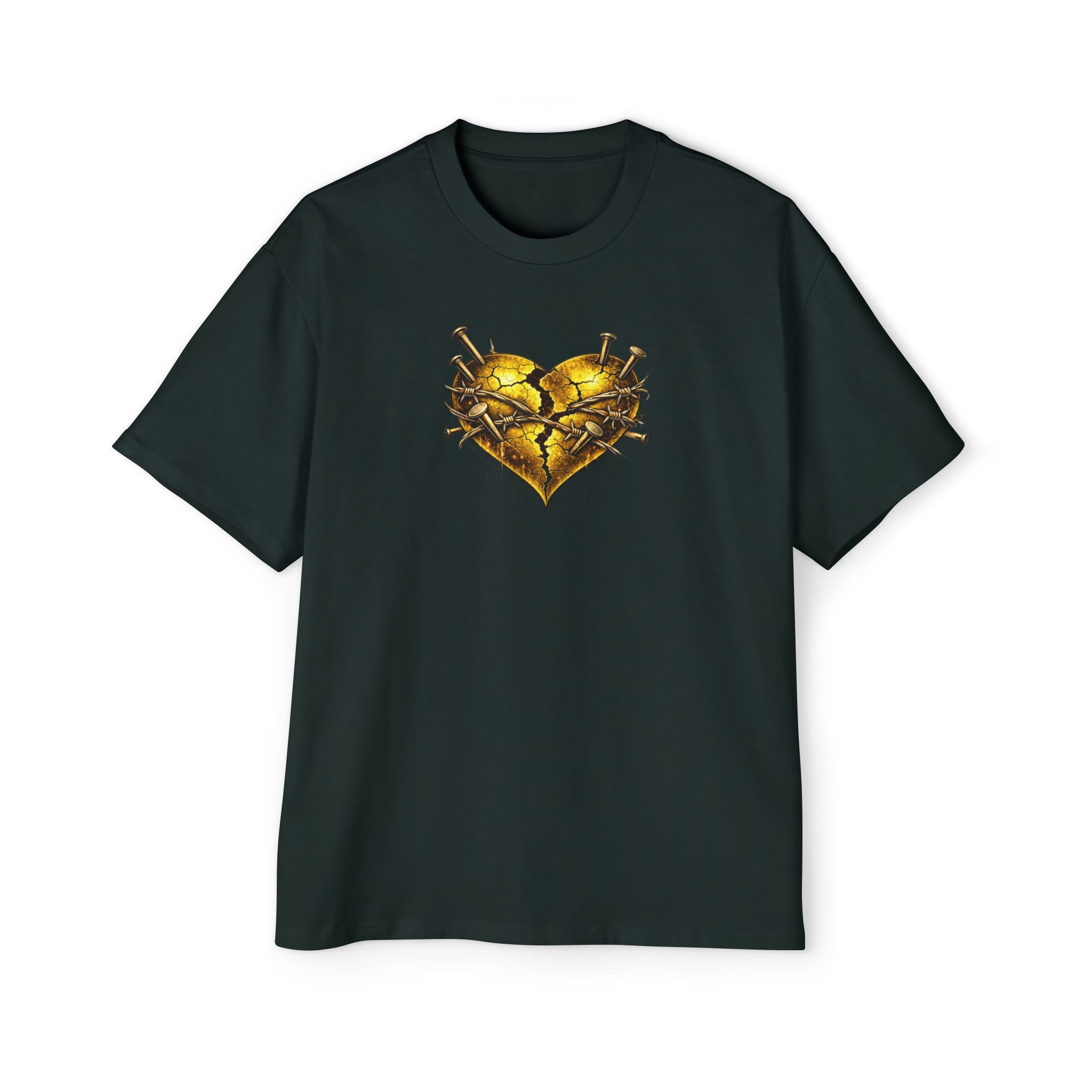 Oversized Discipline Over Emotions (Back) Graphic Tee (Gold Heart) Printify