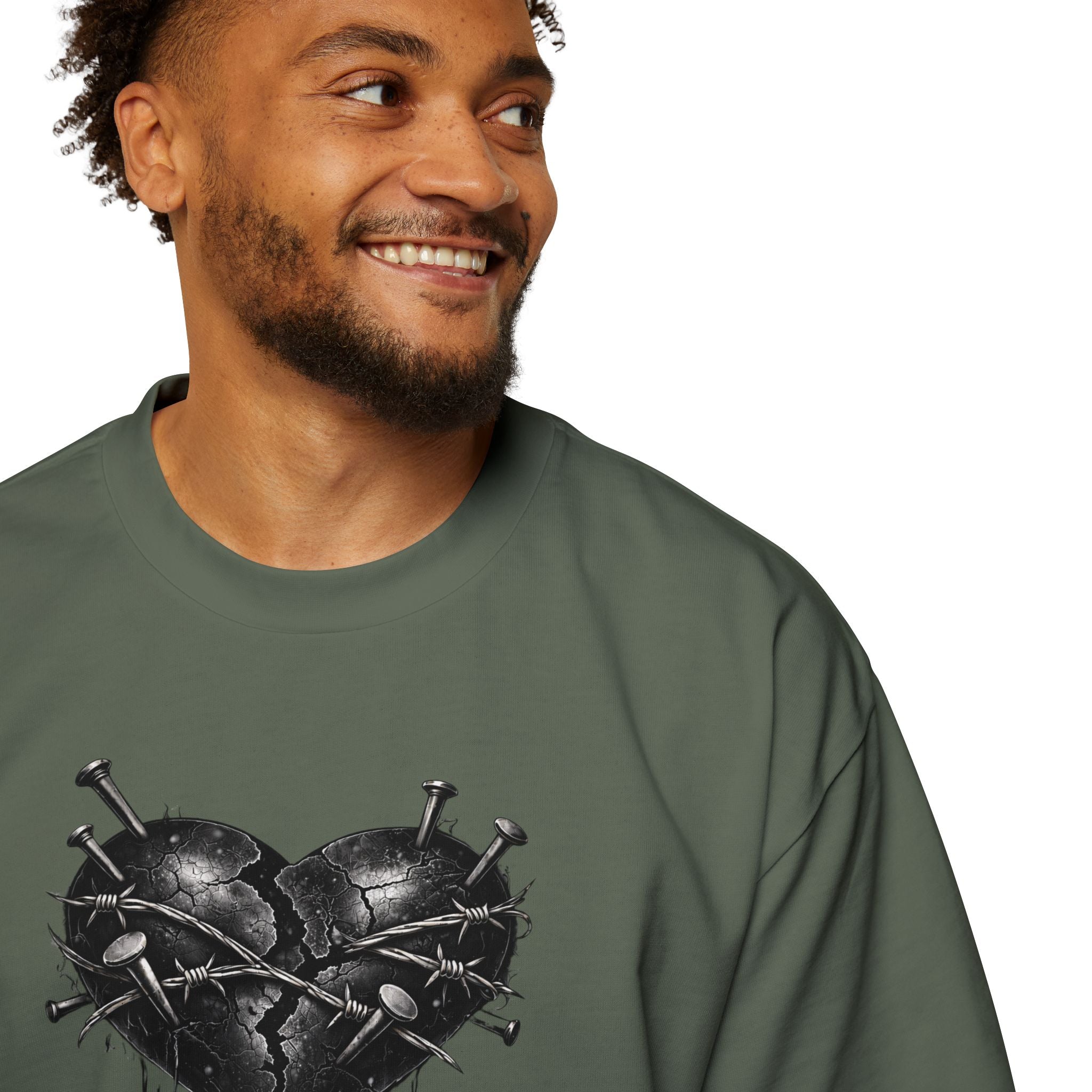 Oversized Discipline Over Emotions (Back) Graphic Tee (Black Heart) Printify