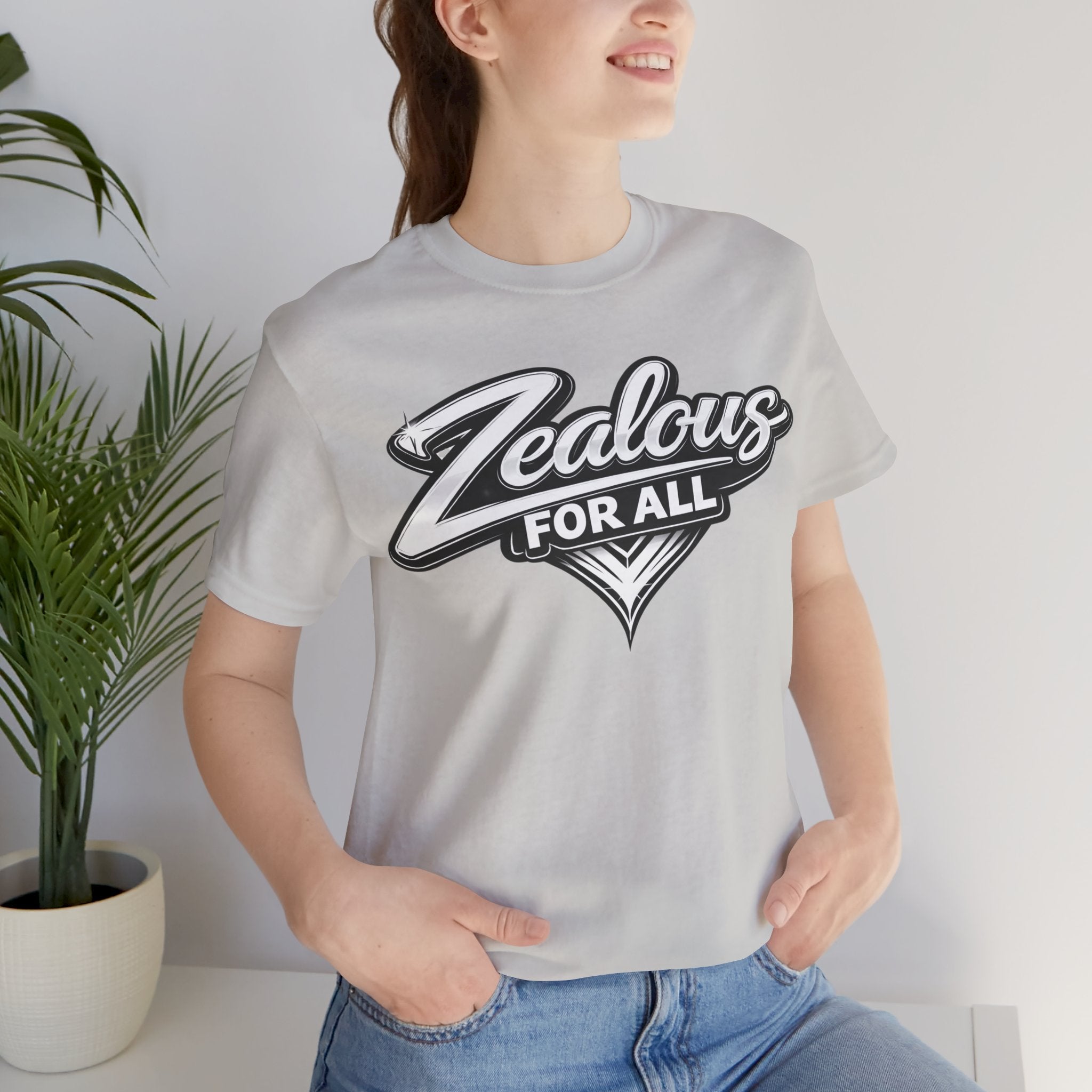 Zealous For All Graphic T-Shirt (White Logo) Printify