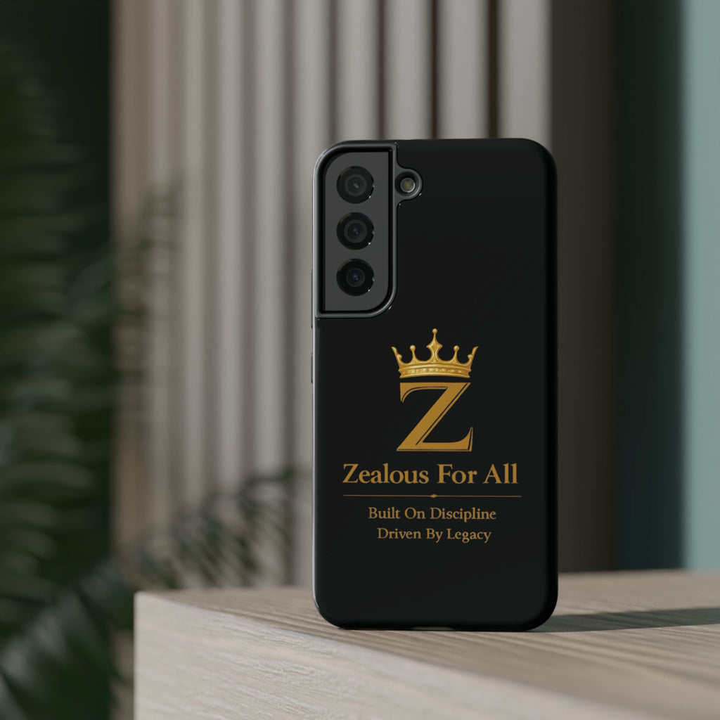 Phone Case — "Zealous For All" Gold Crown Impact-Resistant Case Printify