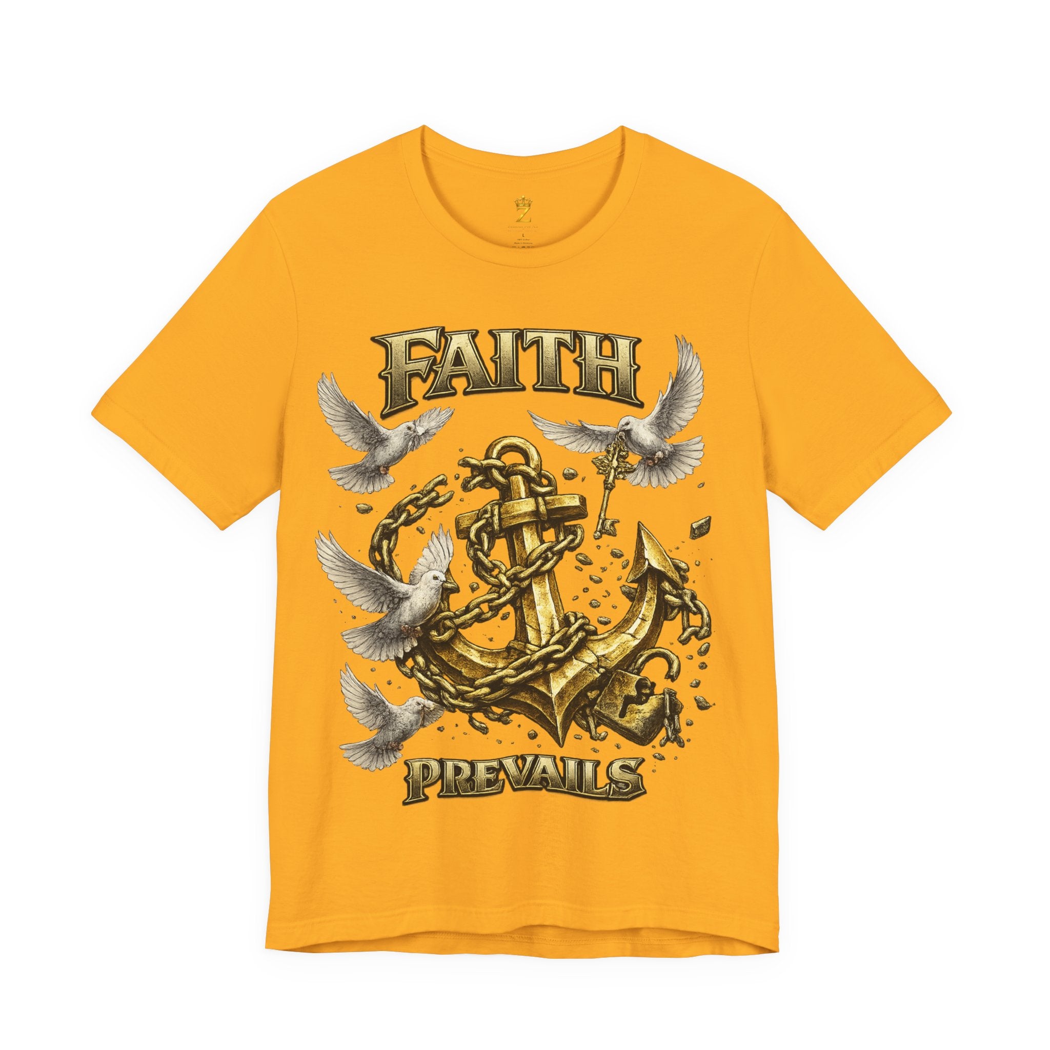 Faith Prevails T‑Shirt (Gold Anchor) Printify