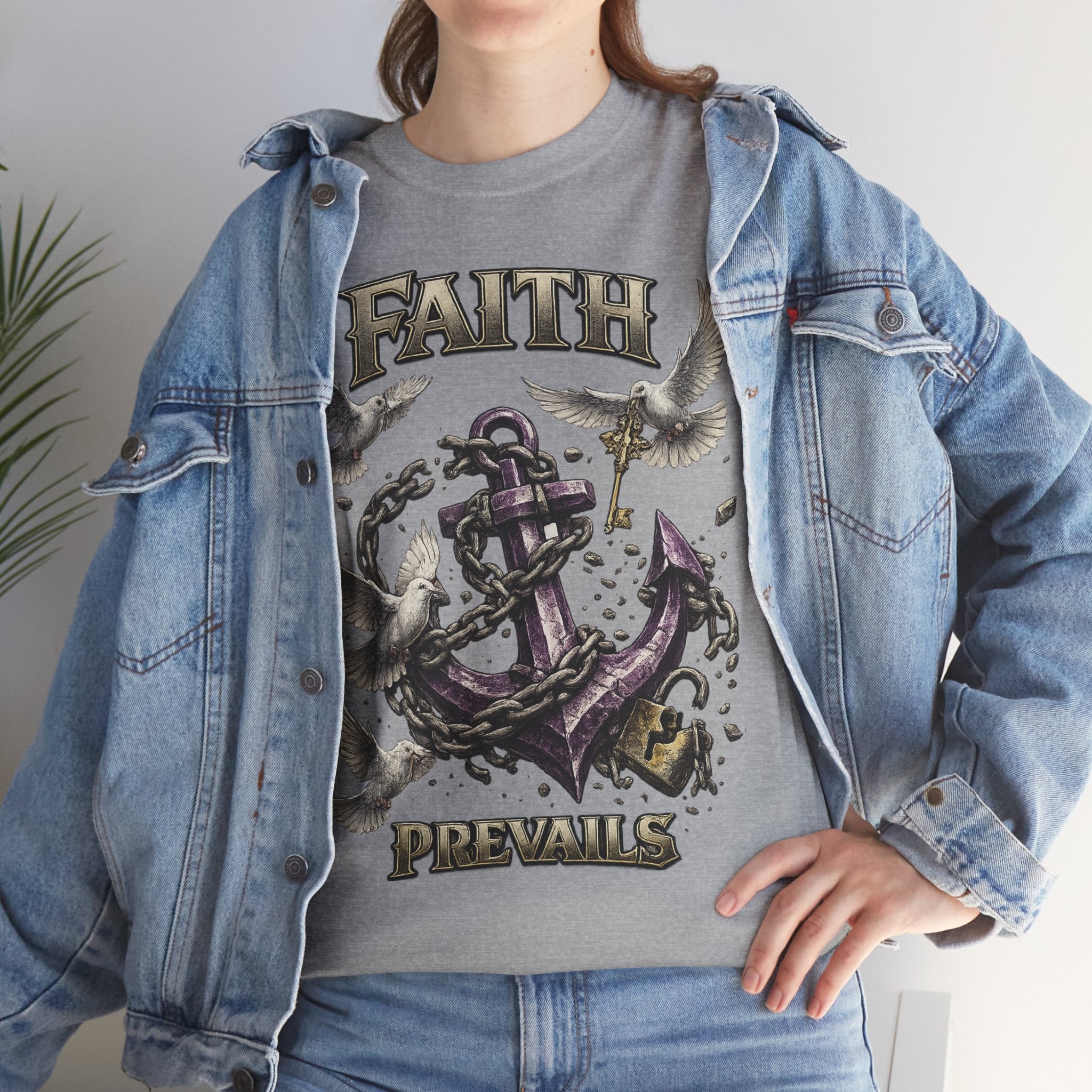 Adult Faith Prevails T‑Shirt (Purple Anchor) Printify