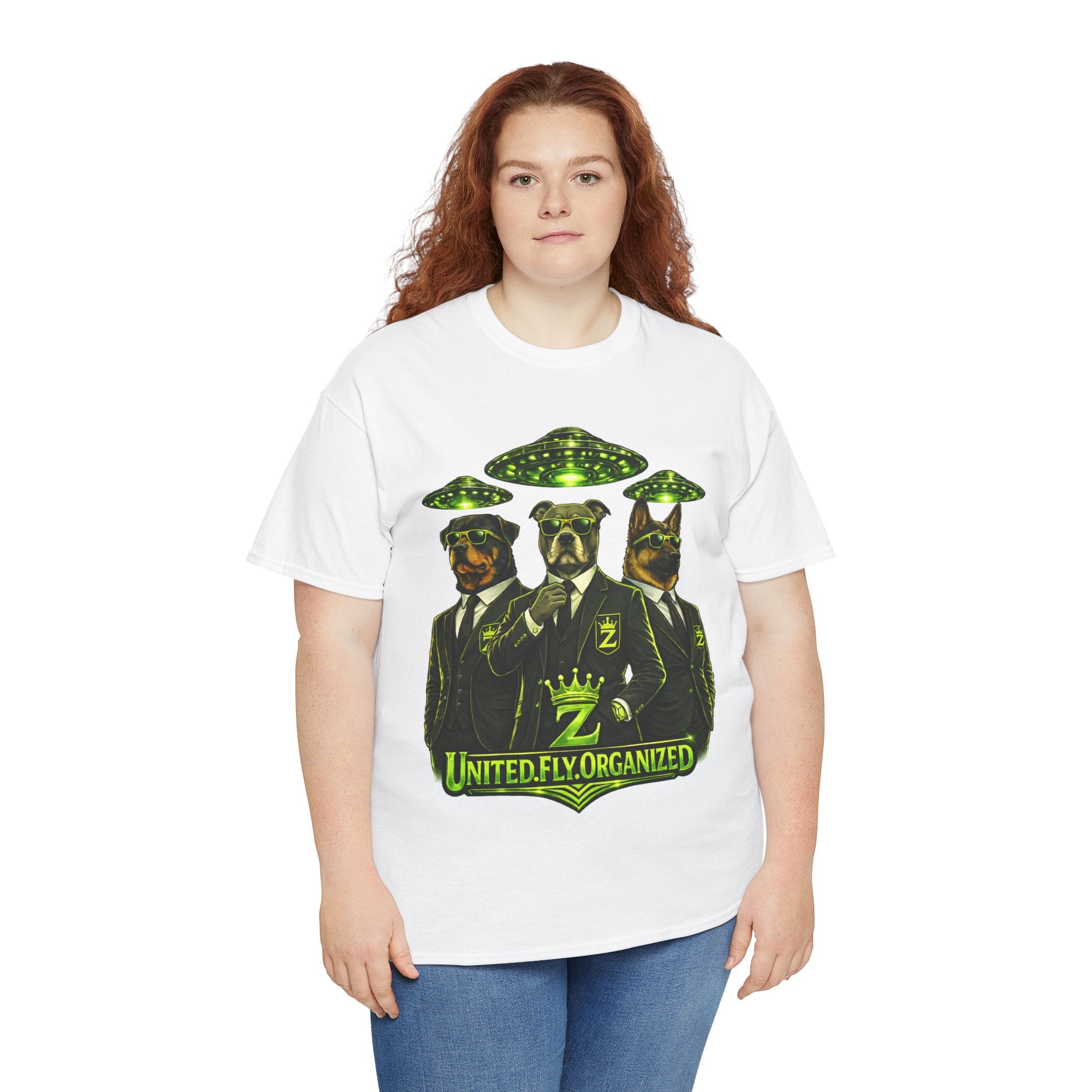 Adult "United. Fly. Organized." Graphic Tee (Lime Green) Printify