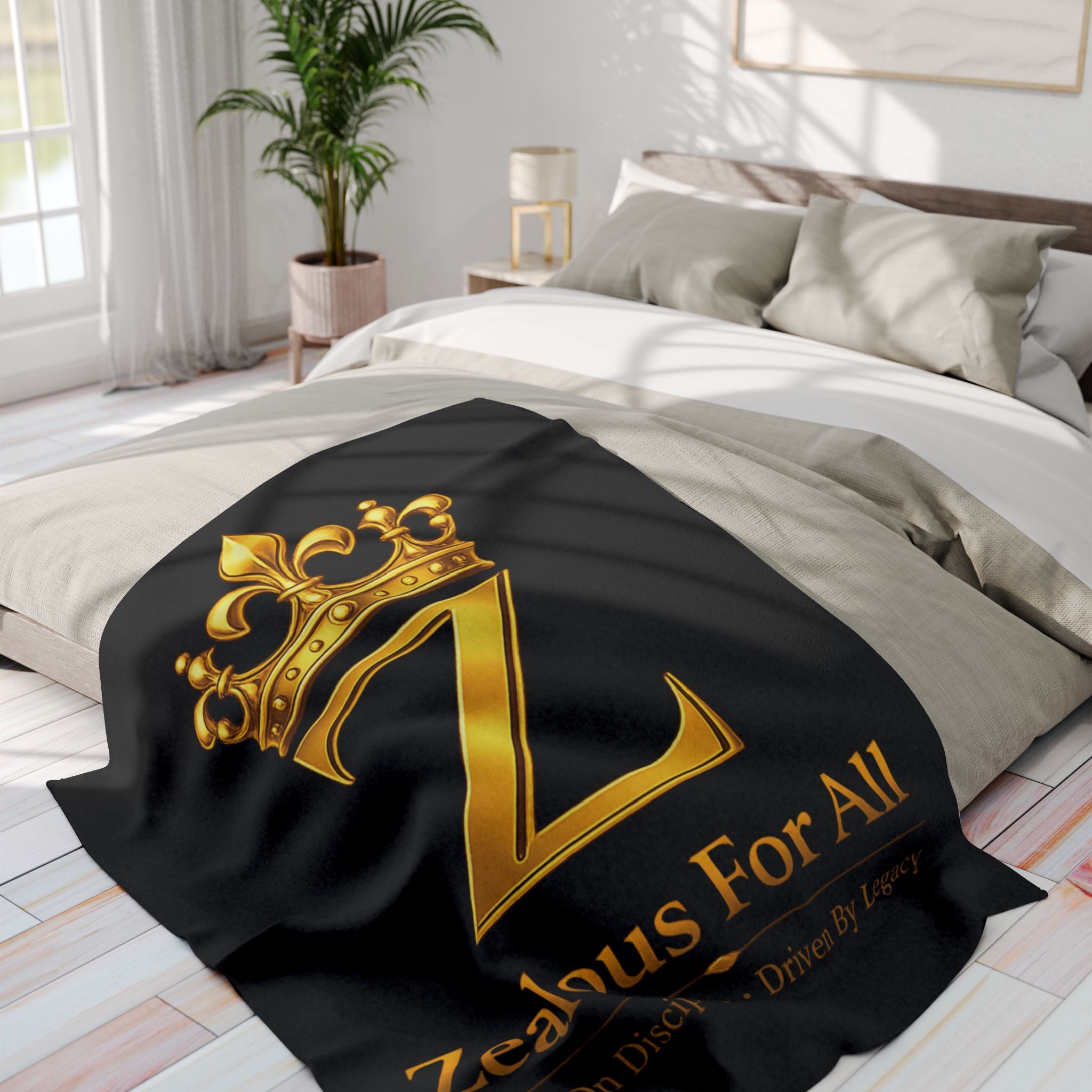 ZFA Throw Blanket — Black Arctic Fleece Blanket Printify