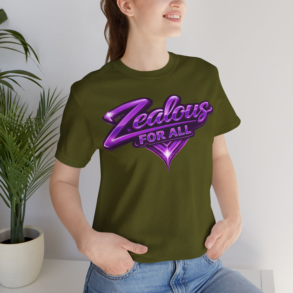 Zealous For All Graphic T-Shirt (Purple Logo) Printify