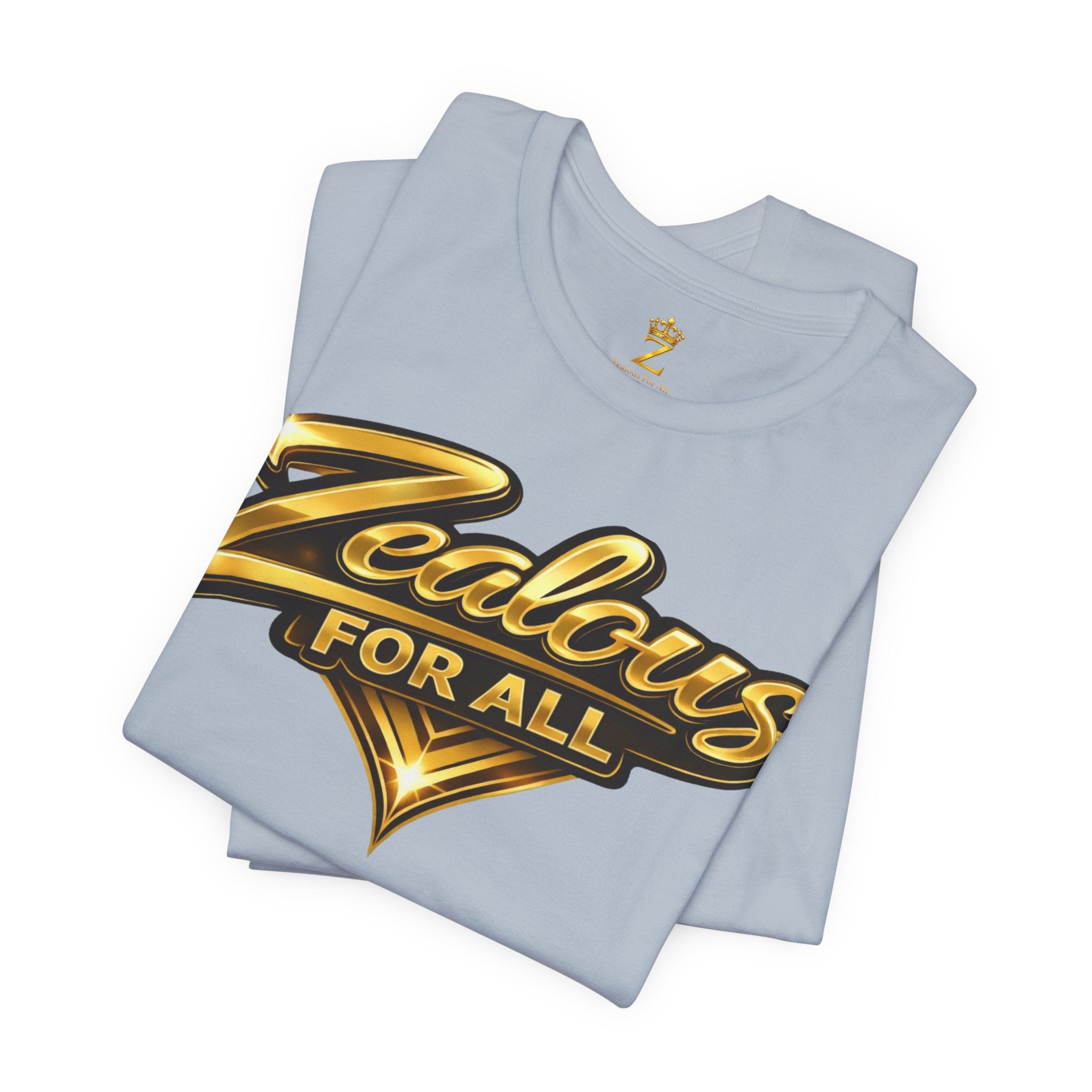 Zealous For All Graphic T-Shirt (Gold Logo) Printify