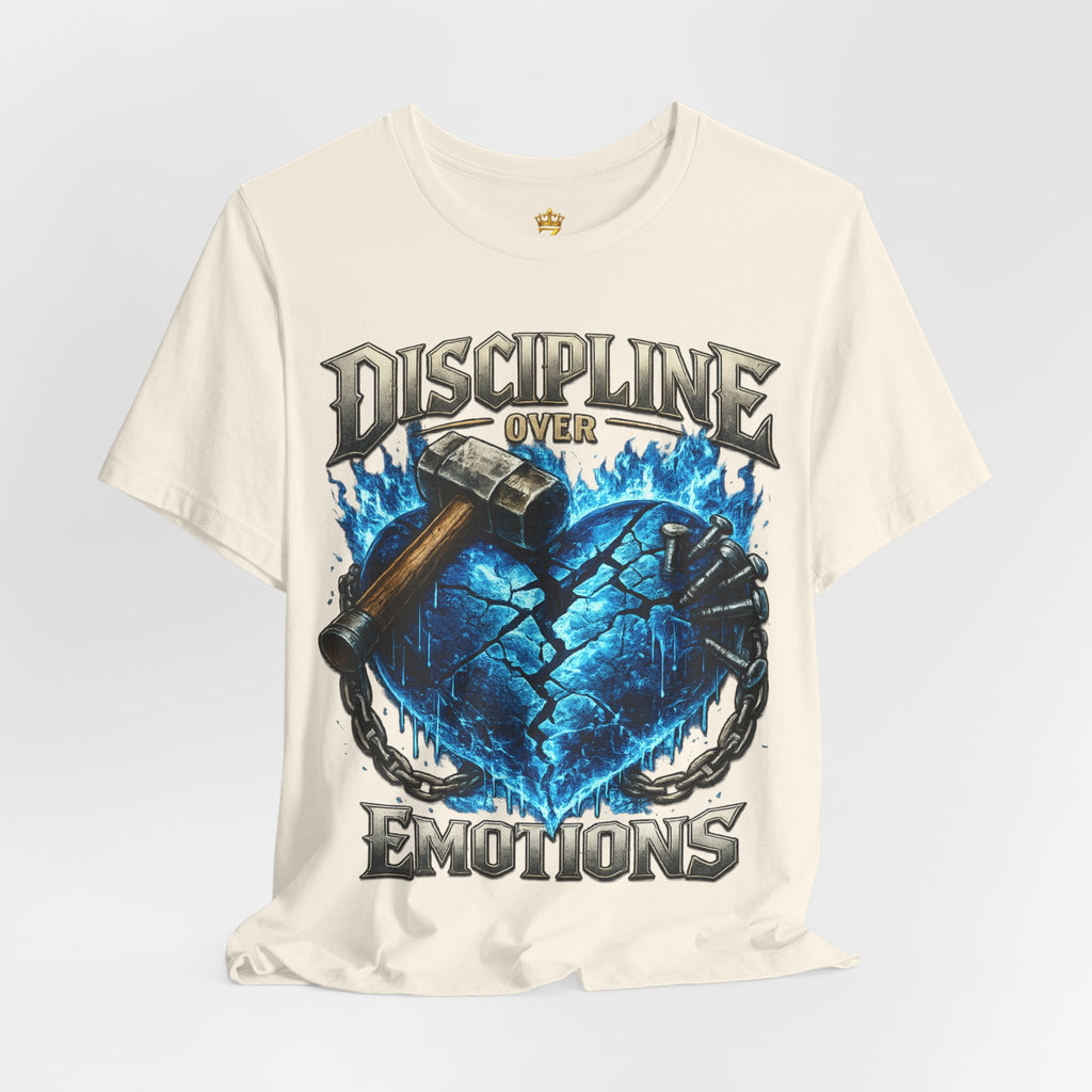 Discipline Over Emotions Premium Graphic T-Shirt (Blue Heart) Printify
